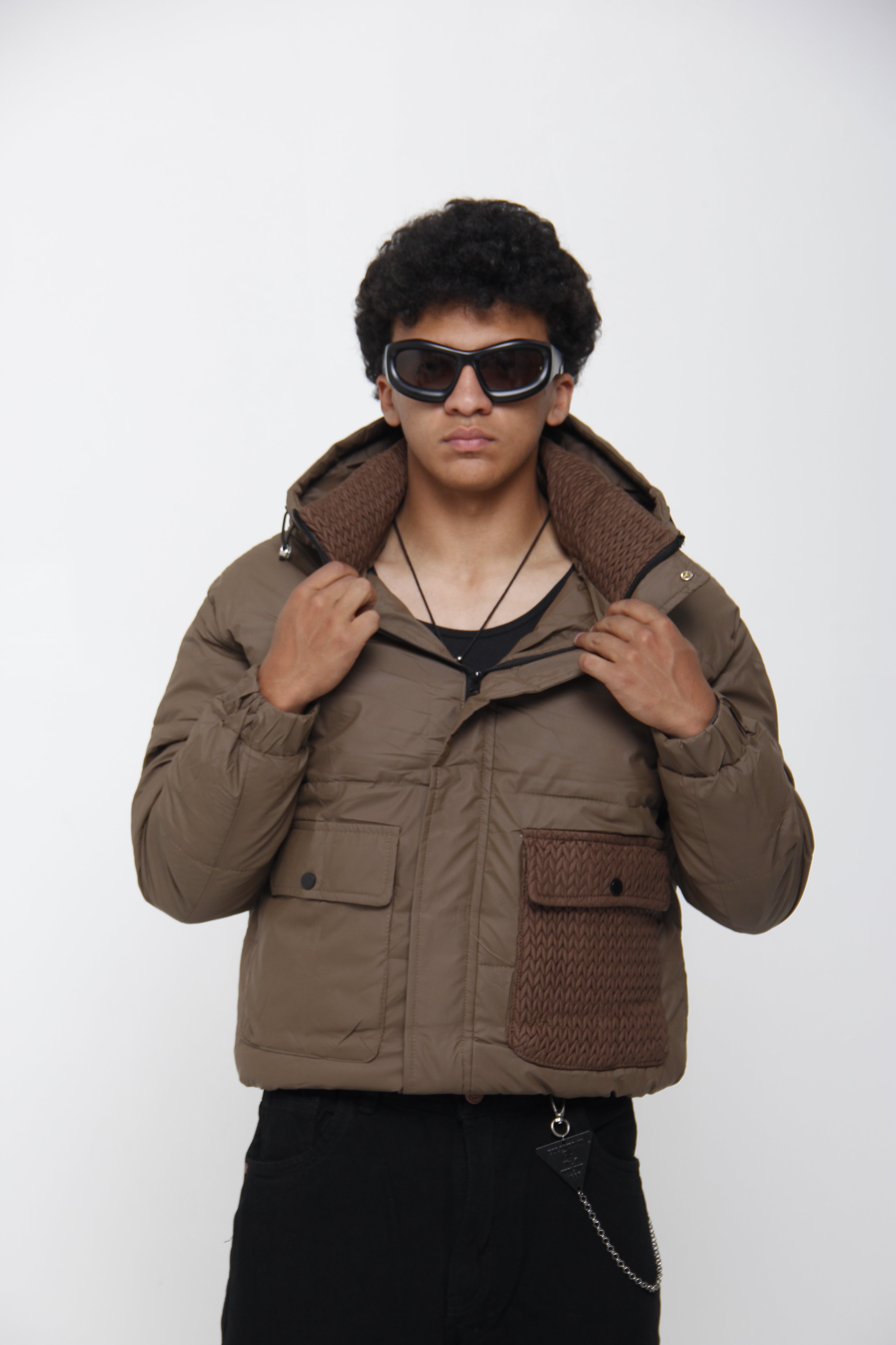 Chaqueta Puffer para Hombre con Detalles en Jackard - Estilo Bomber Premium