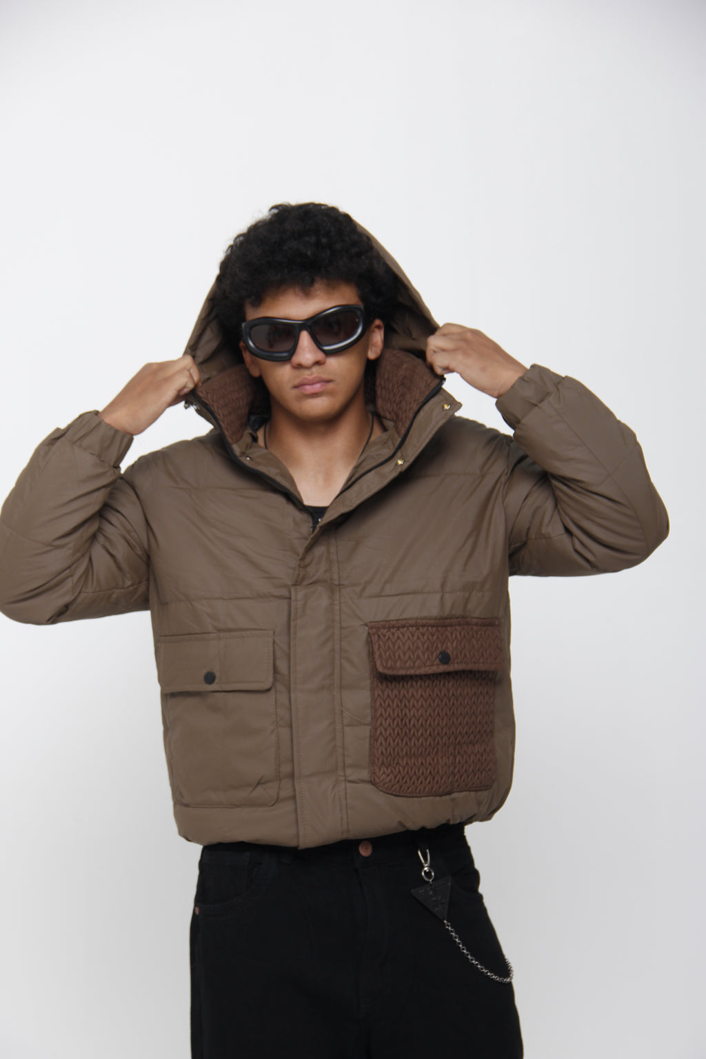 Chaqueta Puffer para Hombre con Detalles en Jackard - Estilo Bomber Premium