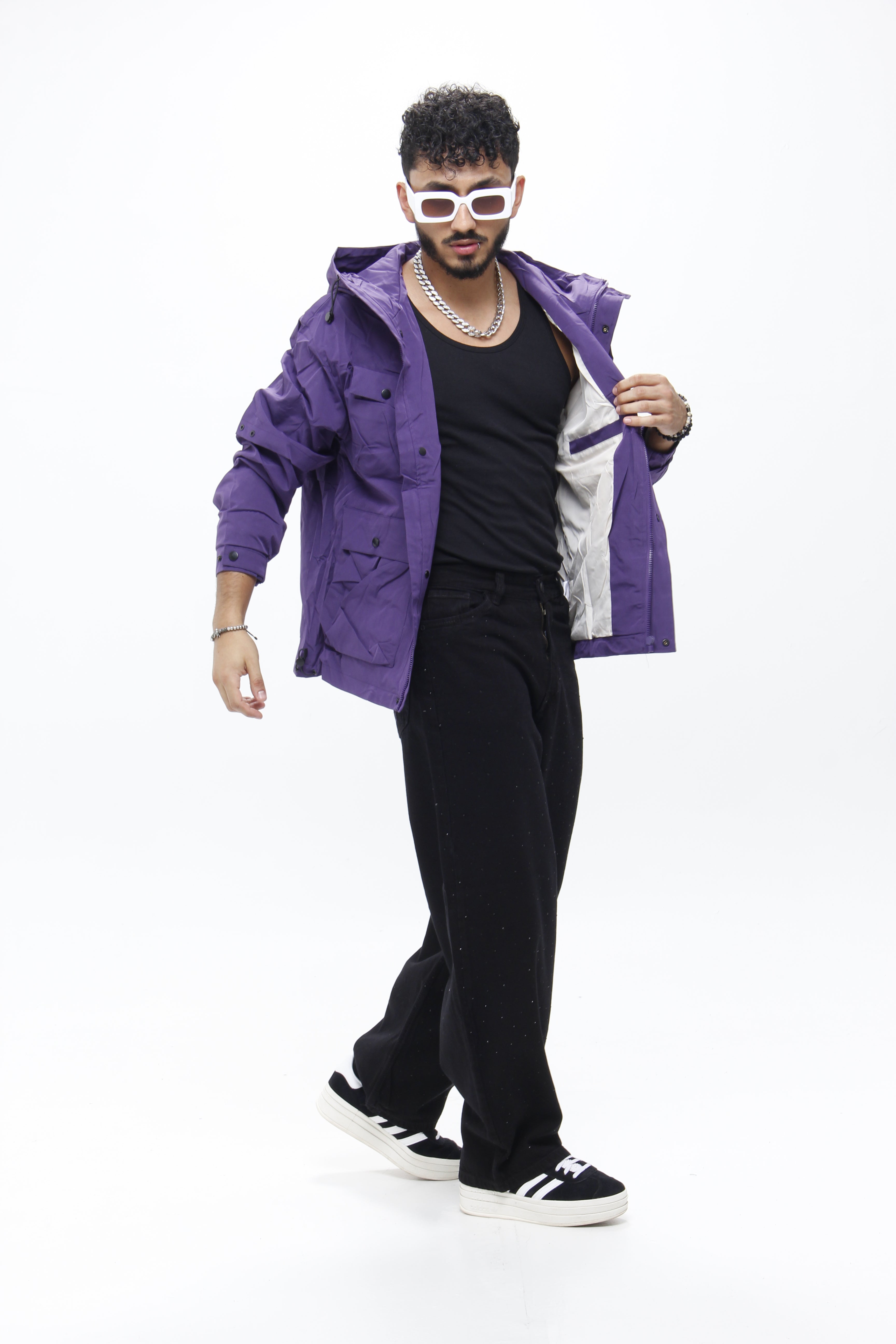 Chaqueta "Purple Rain"  Rompevientos Táctico con Múltiples Bolsillos