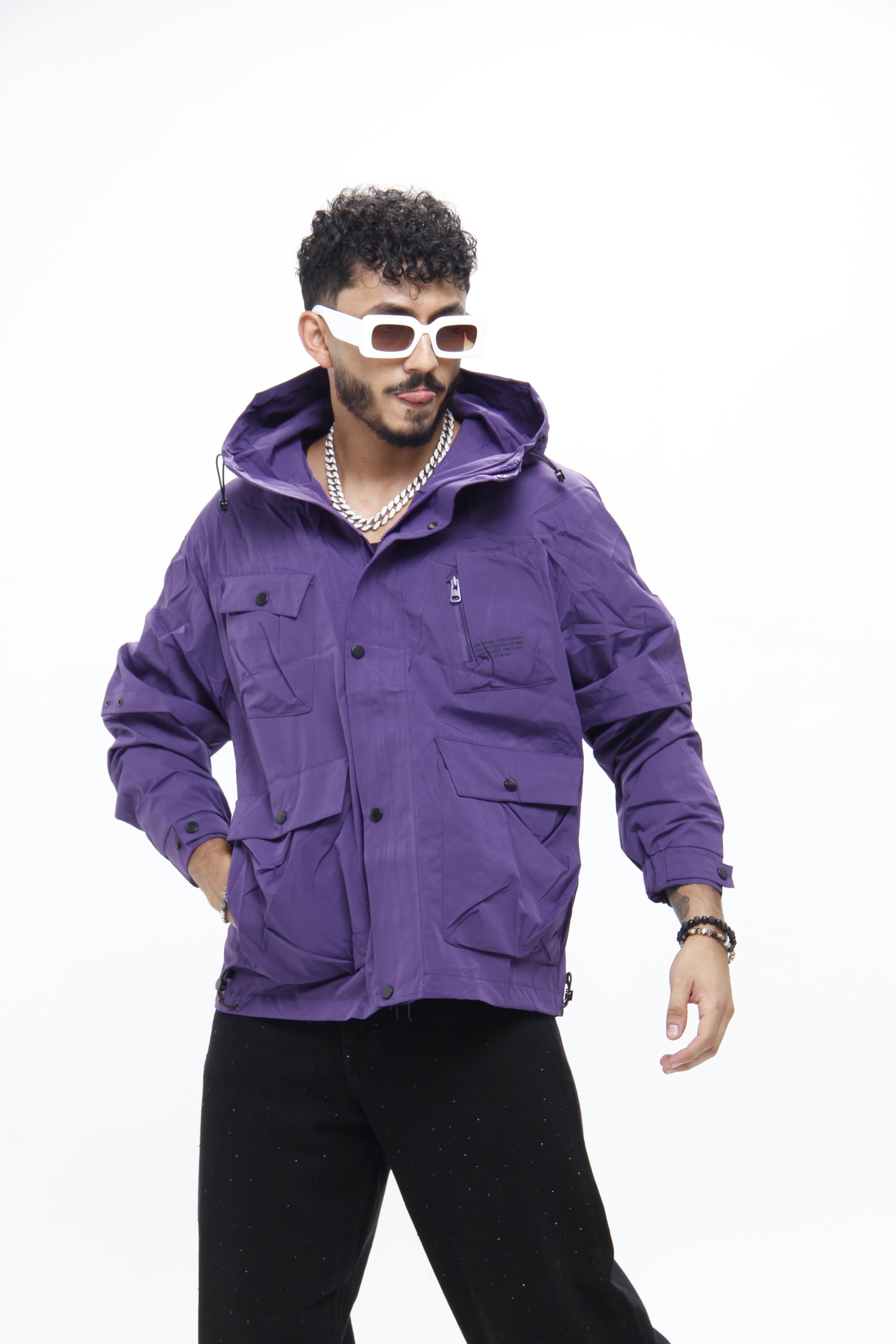 Chaqueta "Purple Rain"  Rompevientos Táctico con Múltiples Bolsillos