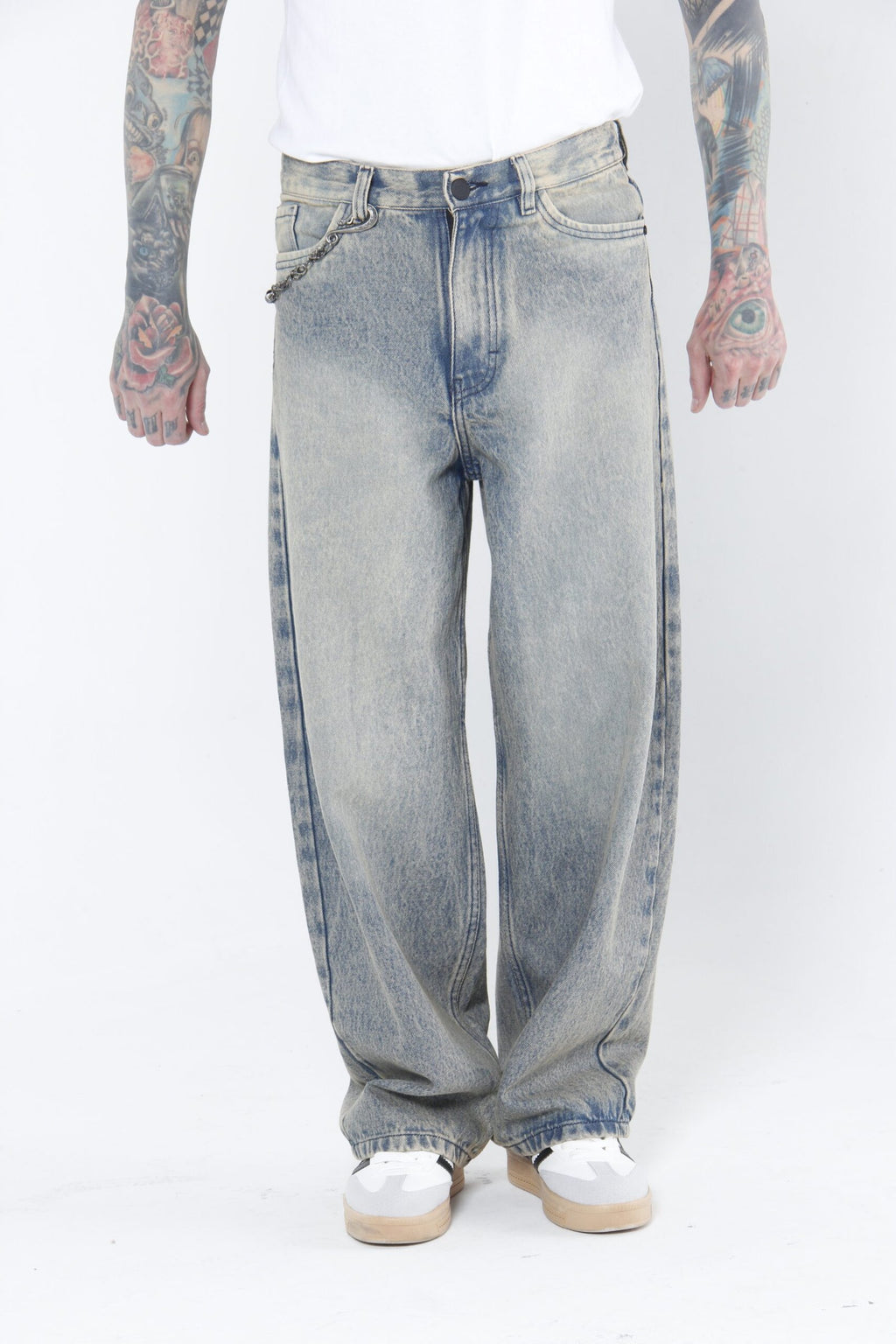 Jeans Super Baggy Beige frost y Verde Matizado - Denim Hombre