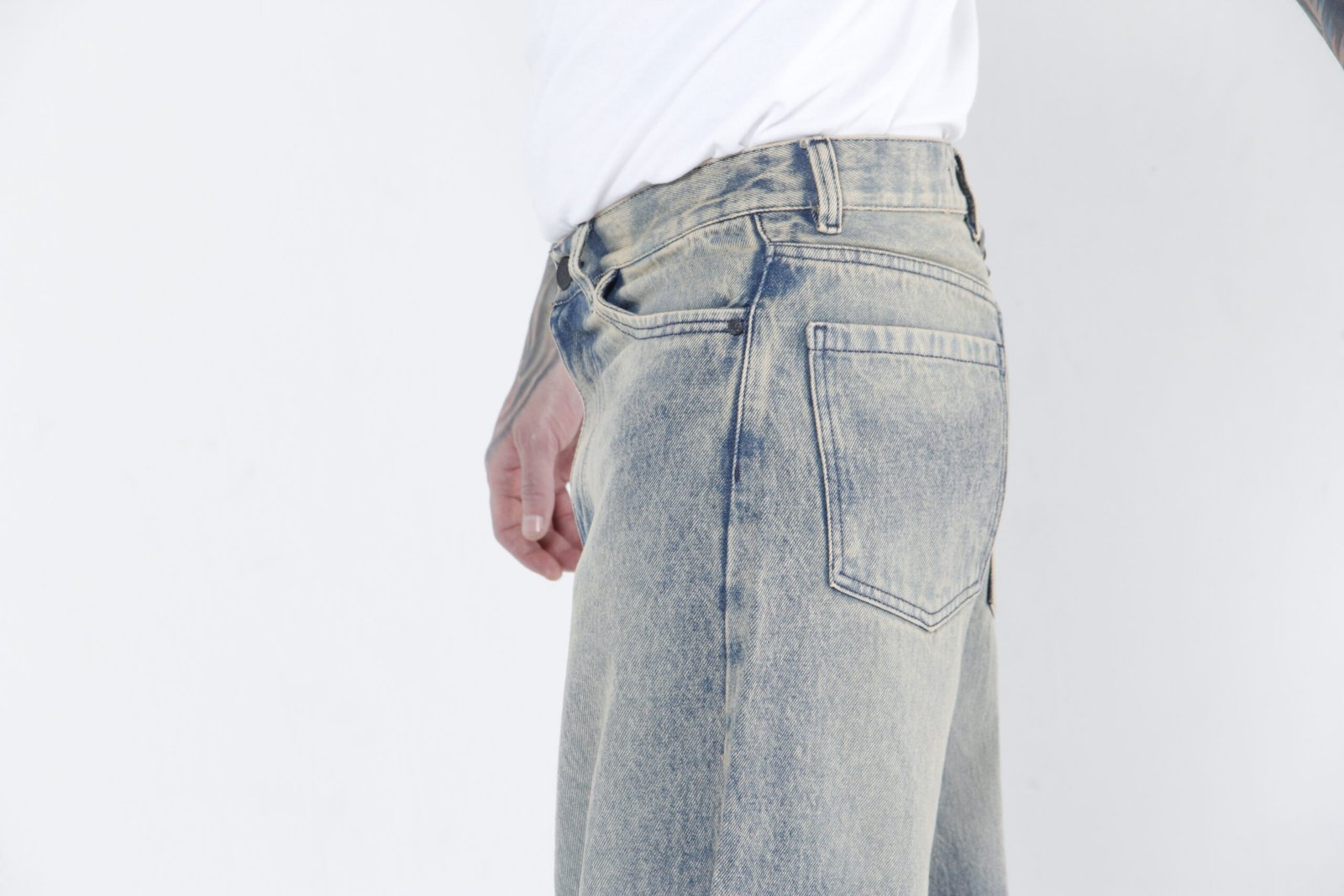 Jeans Super Baggy Beige frost y Verde Matizado - Denim Hombre