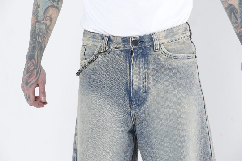 Jeans Super Baggy Beige frost y Verde Matizado - Denim Hombre