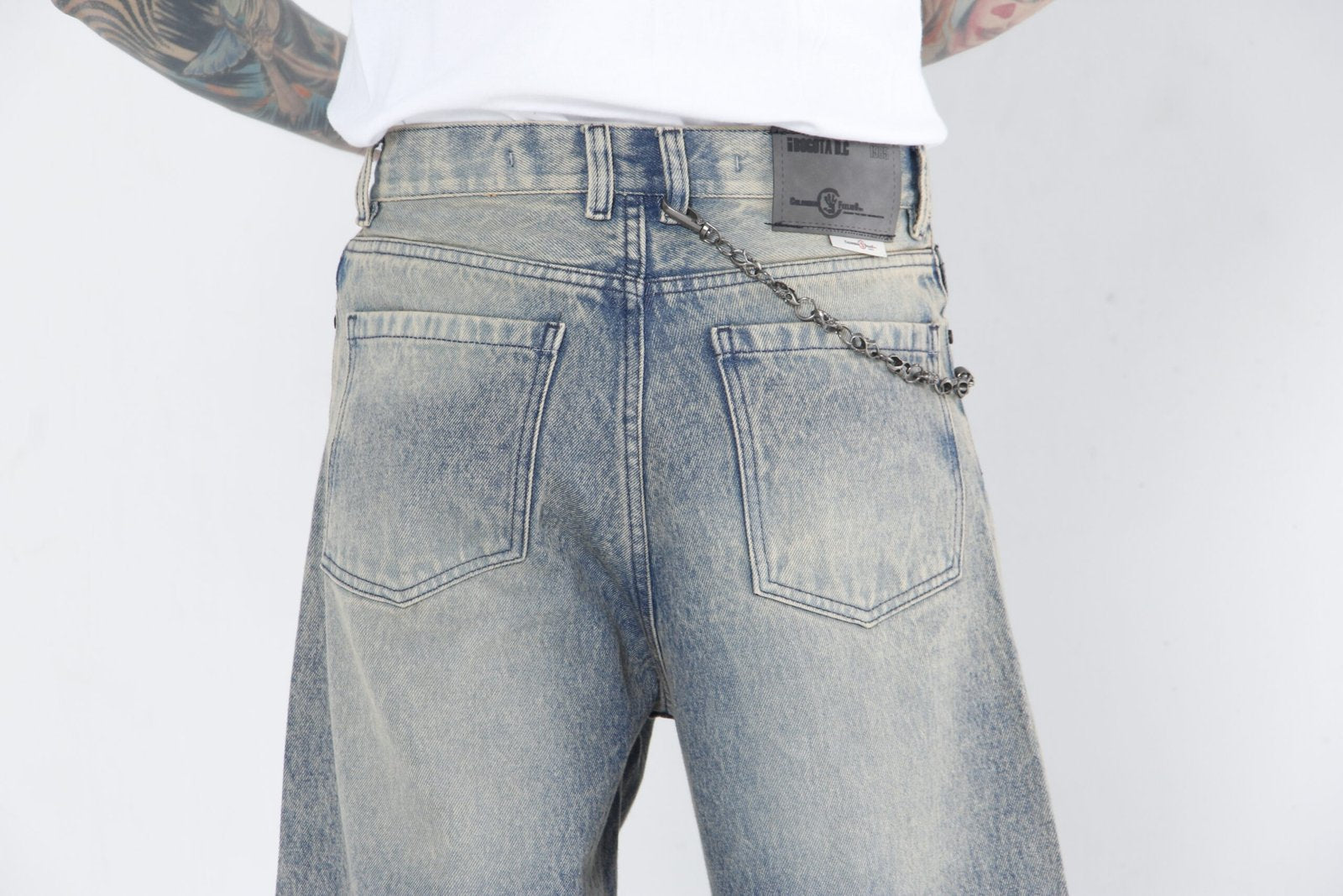Jeans Super Baggy Beige frost y Verde Matizado - Denim Hombre