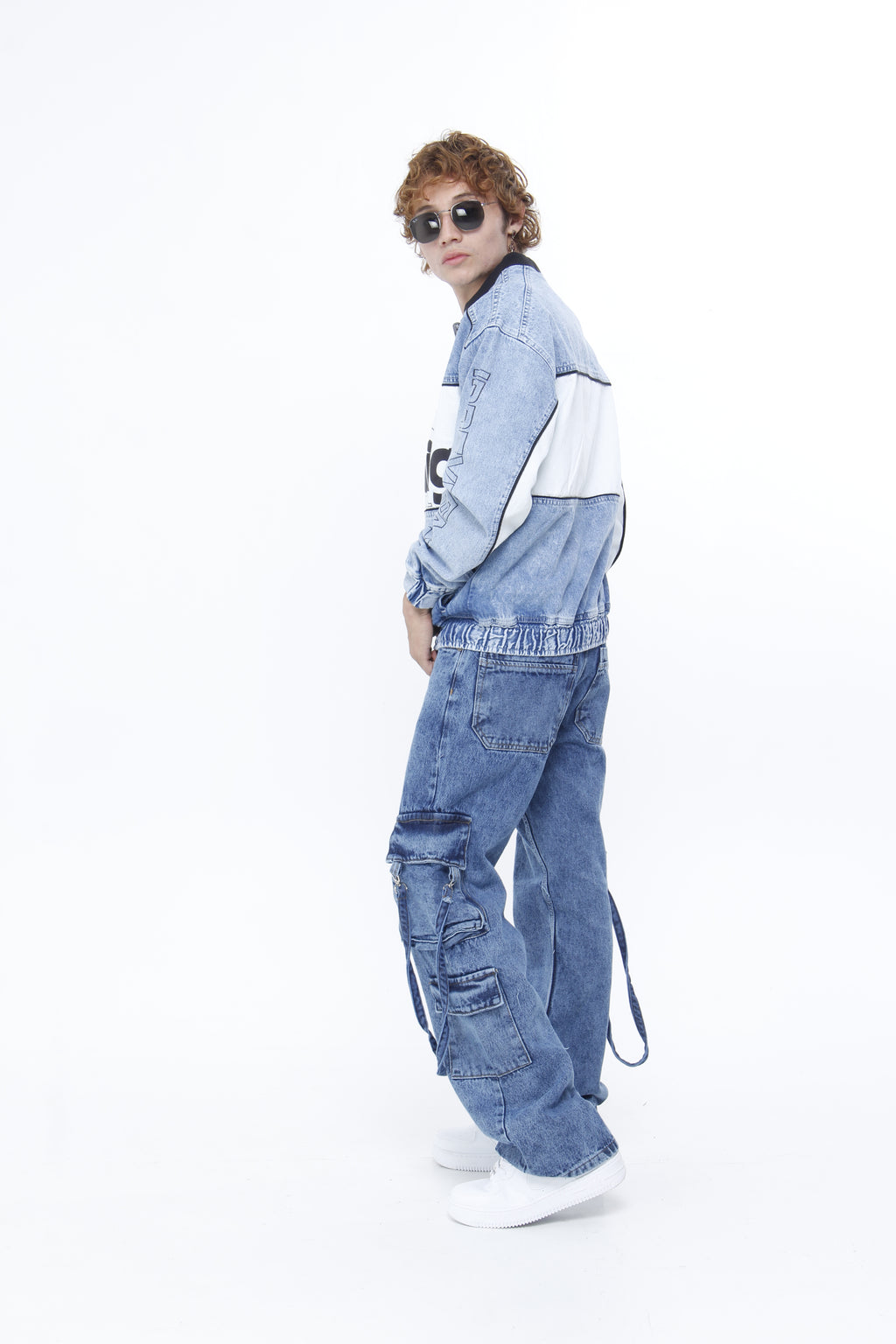 Chaqueta Bomber Denim Tipo Racing para Hombre