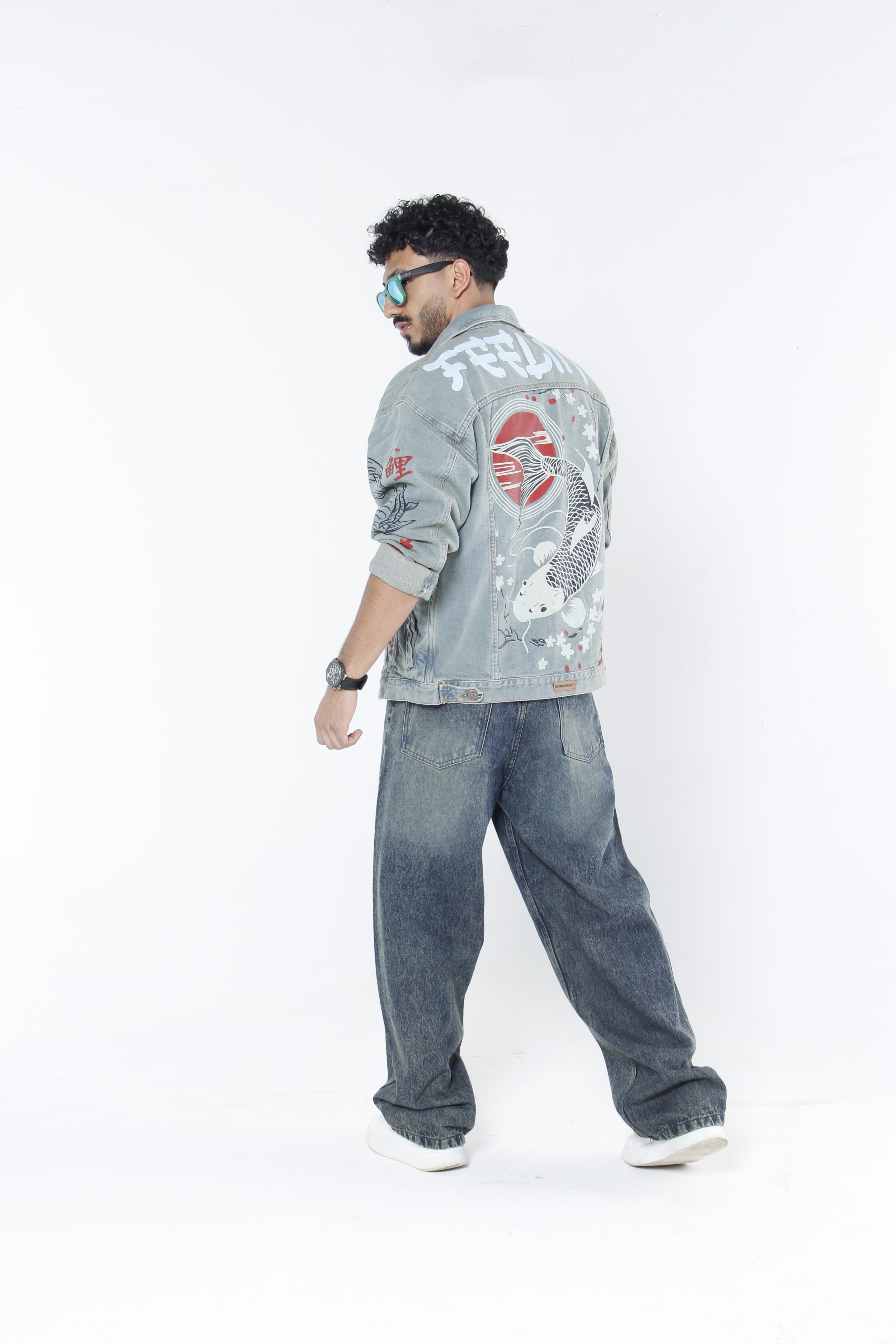 Jeans Super Baggy Beige frost y Verde Matizado - Denim Hombre
