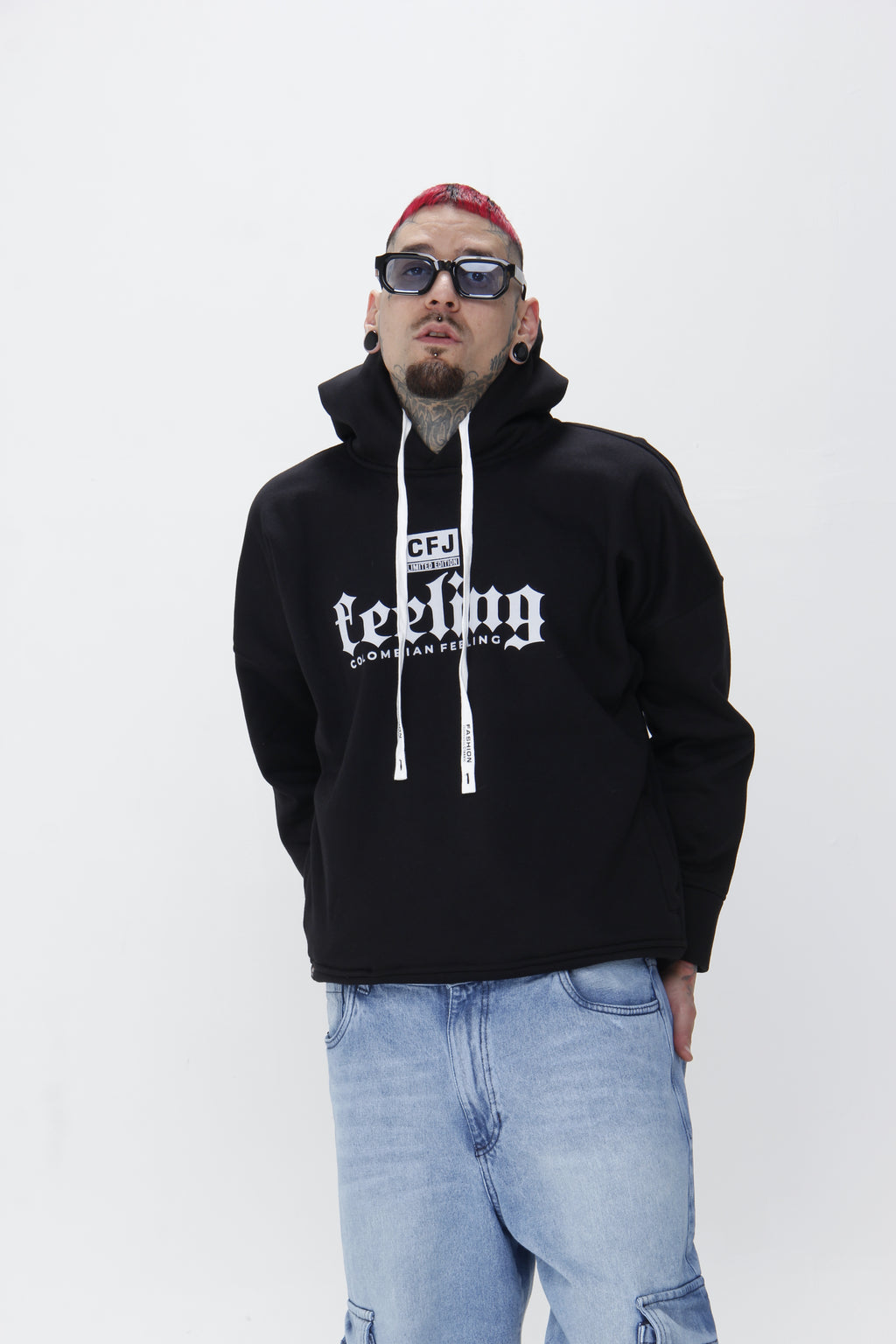 Buzo Hoodie gris claro con Capucha y Estampado "Colombian Feeling"