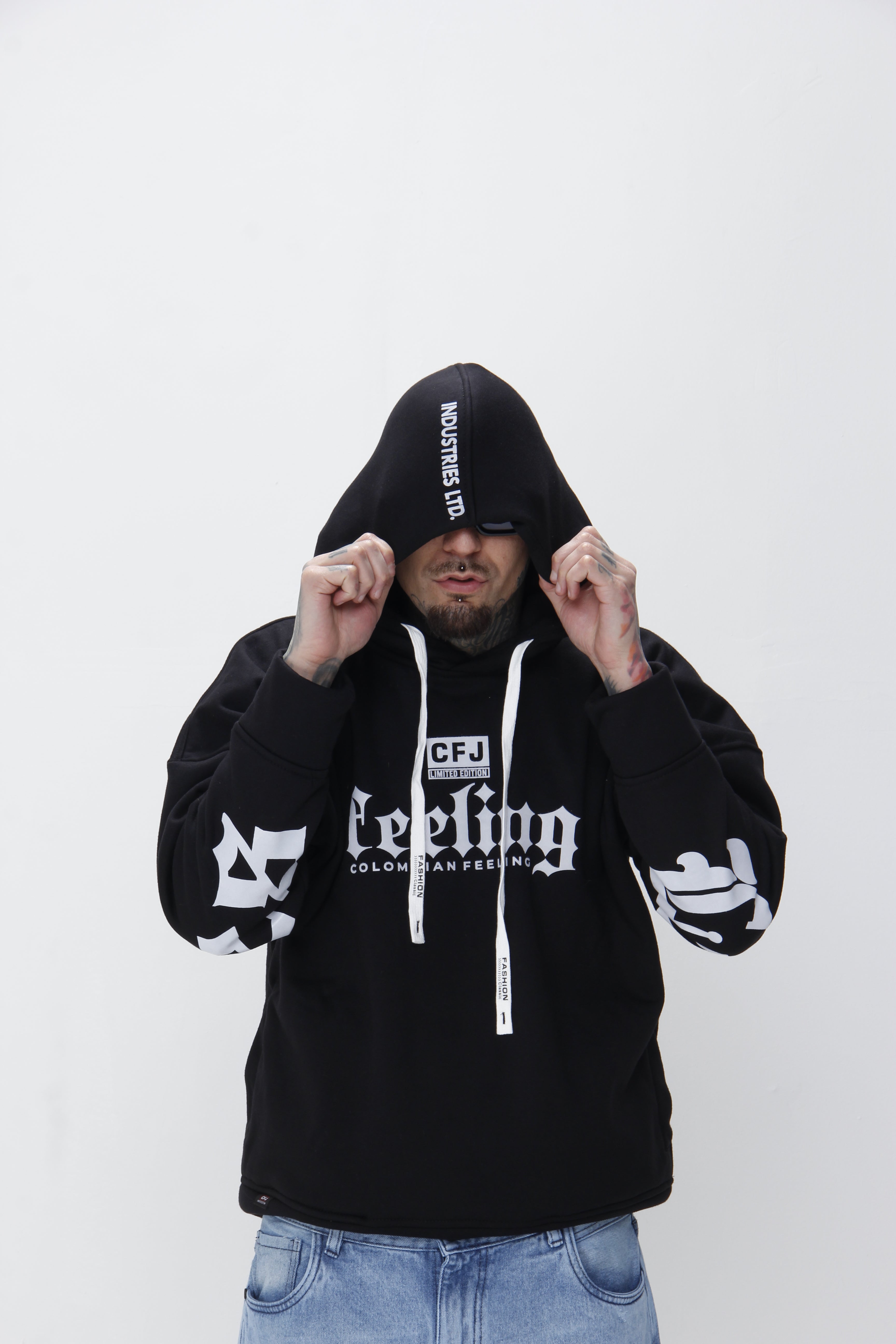 Buzo Hoodie gris claro con Capucha y Estampado "Colombian Feeling"