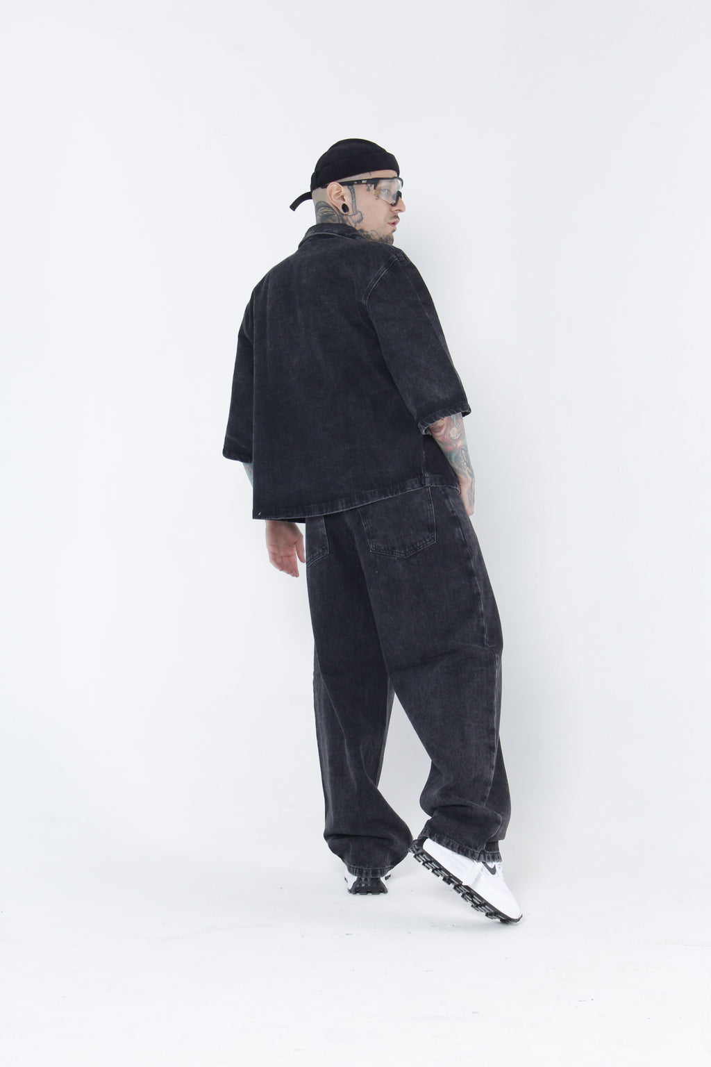 Camisa Denim Zip-Up Gris Oscuro - Boxy Fit