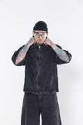 Camisa Denim Zip-Up Gris Oscuro - Boxy Fit