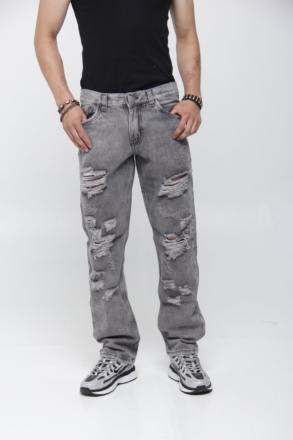 Jean Relaxed Fit con Rotos para Hombre - Estilo Urbano Grunge