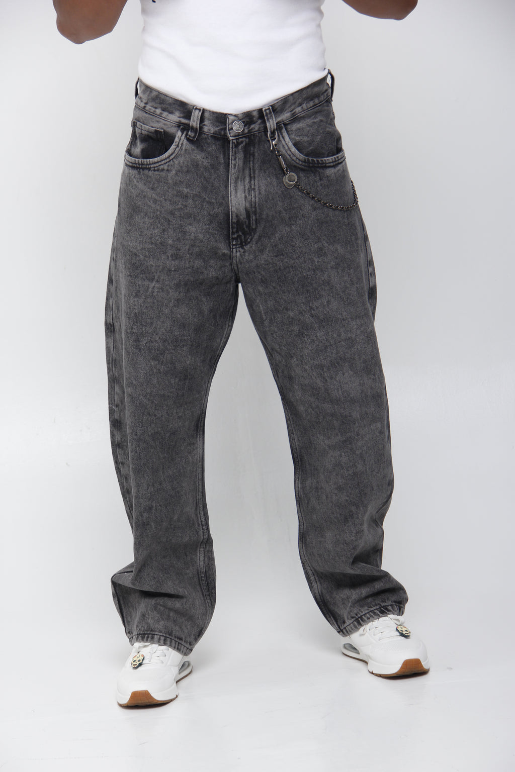 Jean Baggy Gris Acid Wash para Hombre - Corte Relaxed Fit Recto