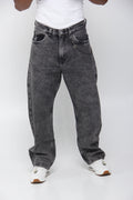 Jean Baggy Gris Acid Wash para Hombre - Corte Relaxed Fit Recto