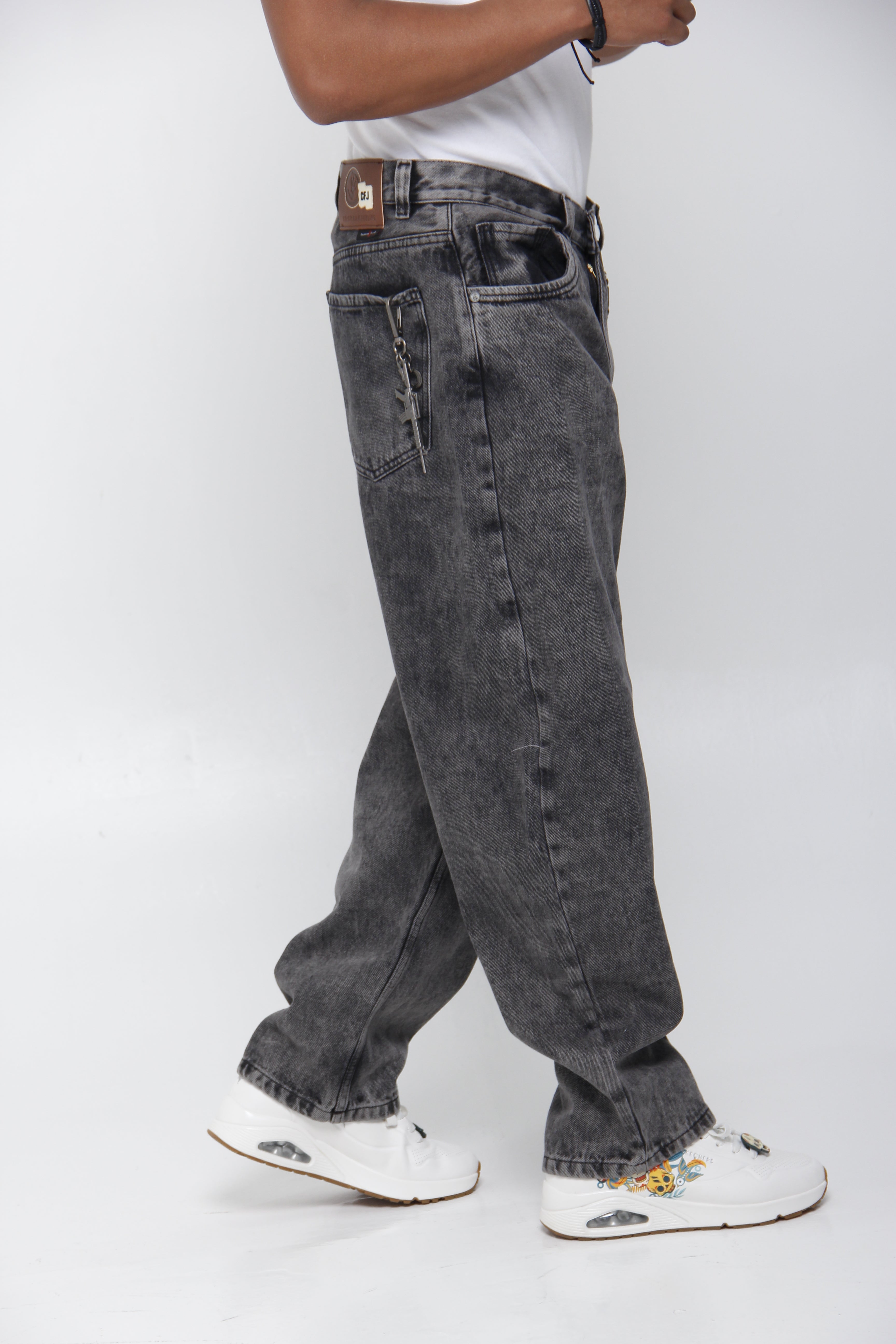 Jean Baggy Gris Acid Wash para Hombre - Corte Relaxed Fit Recto