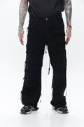 Jean Trendy Fit Negro Desconstruido – Pantalón Denim de Flecos Estilo Urbano