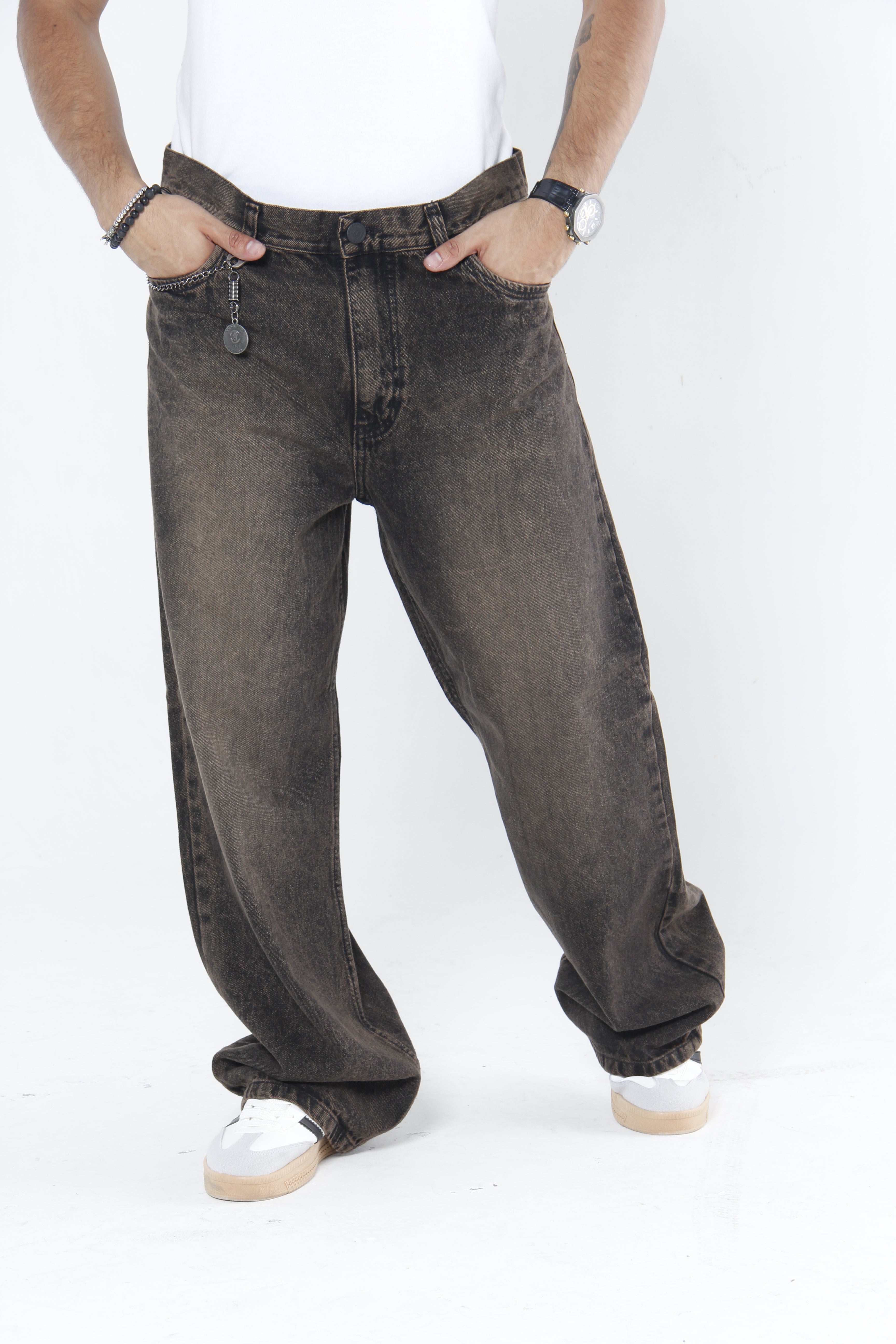 Jeans Hombre Trendy Fit - Gris claro - Café oxidado