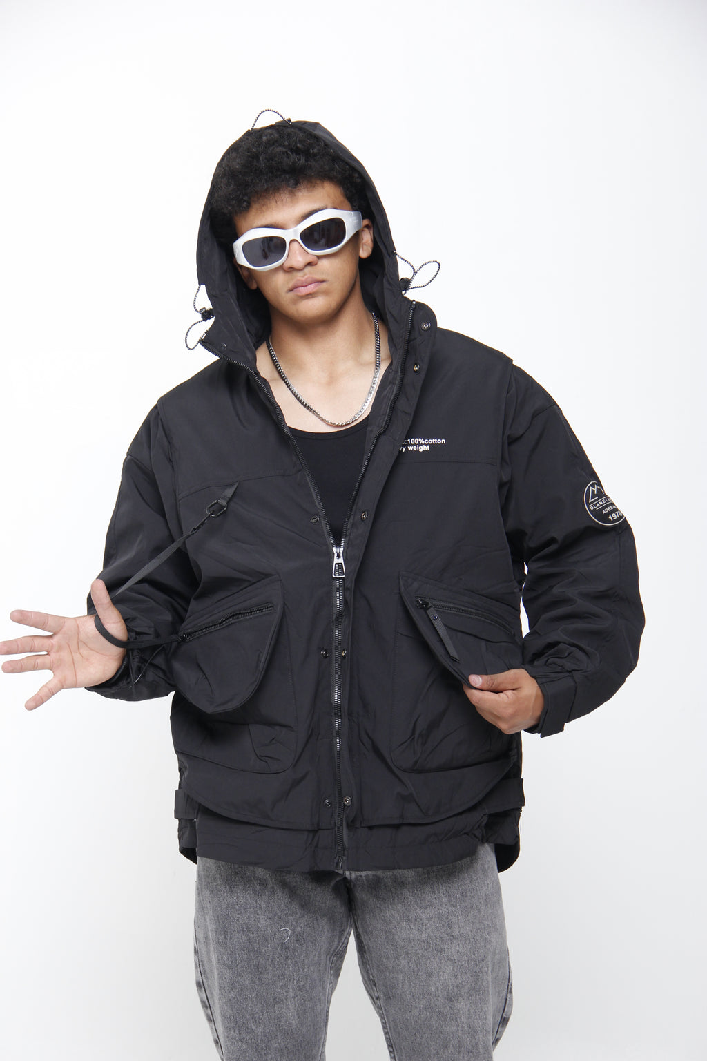 Chaqueta Cortavientos Táctica para Hombre - Estilo Techwear Urbano