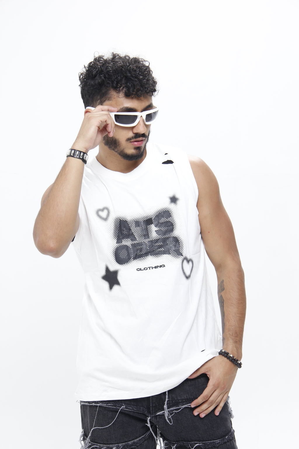 Esqueleto Blanco  – Camiseta sin Mangas Estilo Streetwear