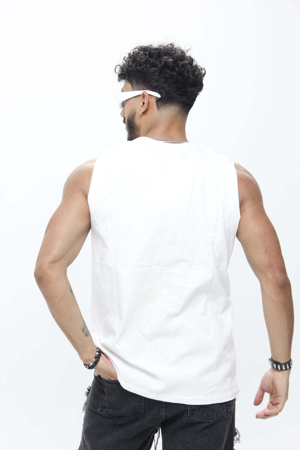 Esqueleto Blanco  – Camiseta sin Mangas Estilo Streetwear