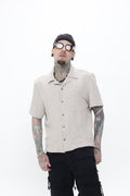Camisa Resort Beige "Sand Texture" – Estilo playero boxy fit