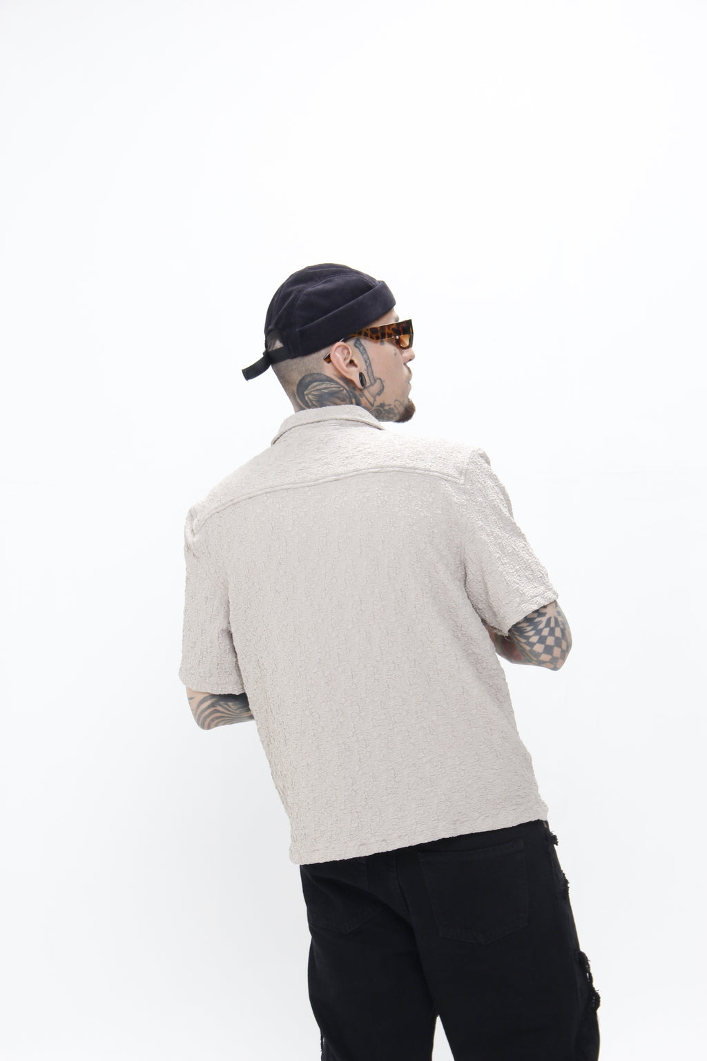 Camisa Resort Beige "Sand Texture" – Estilo playero boxy fit