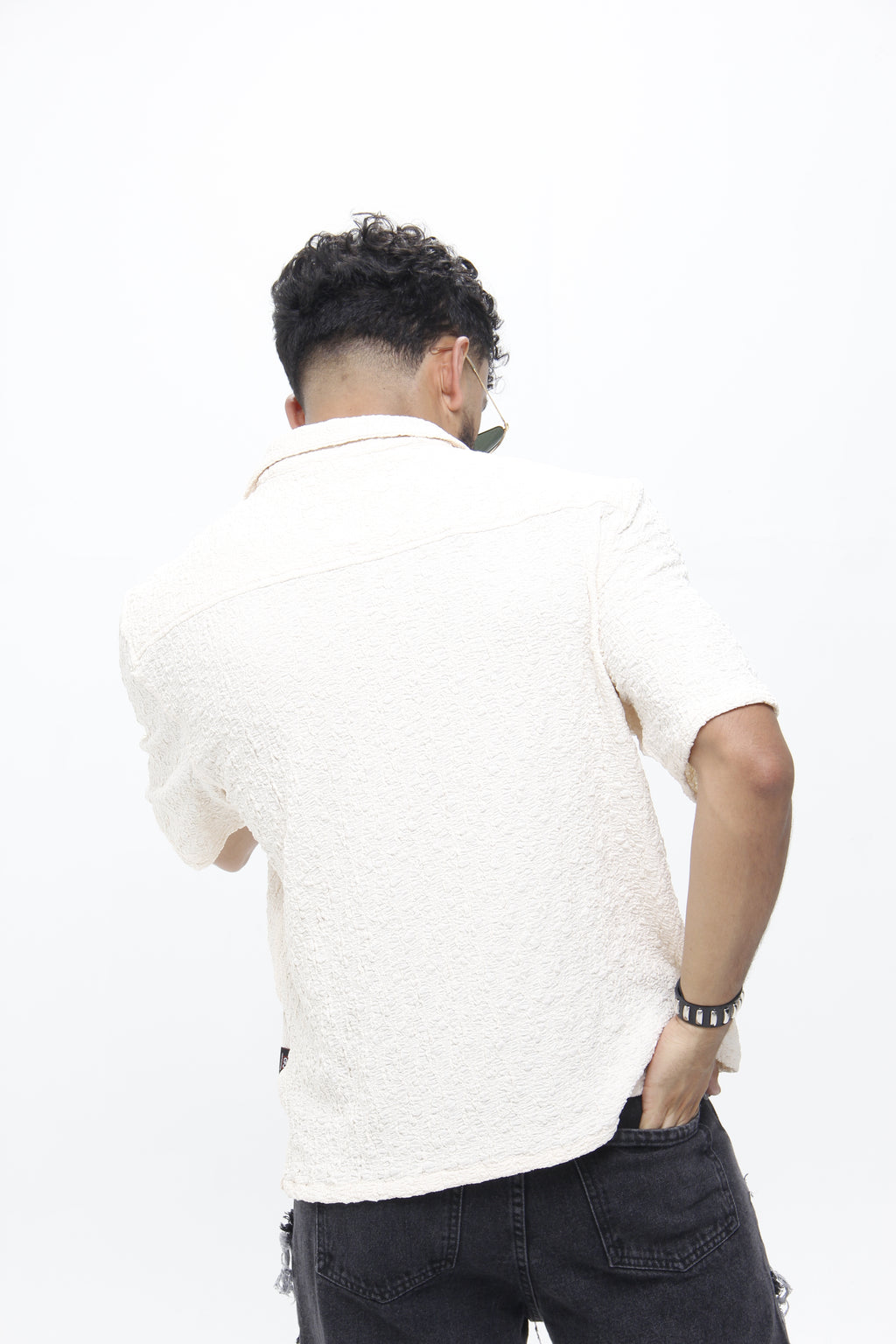 Camisa Resort Beige "Sand Texture" – Estilo playero boxy fit