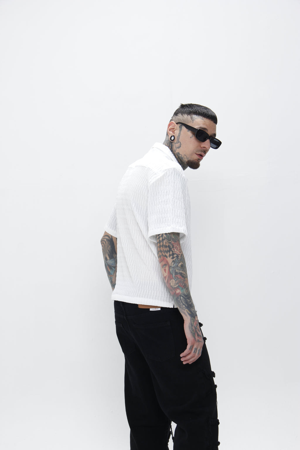 Camisa de Manga Corta con Textura en Relieve Boxy Fit