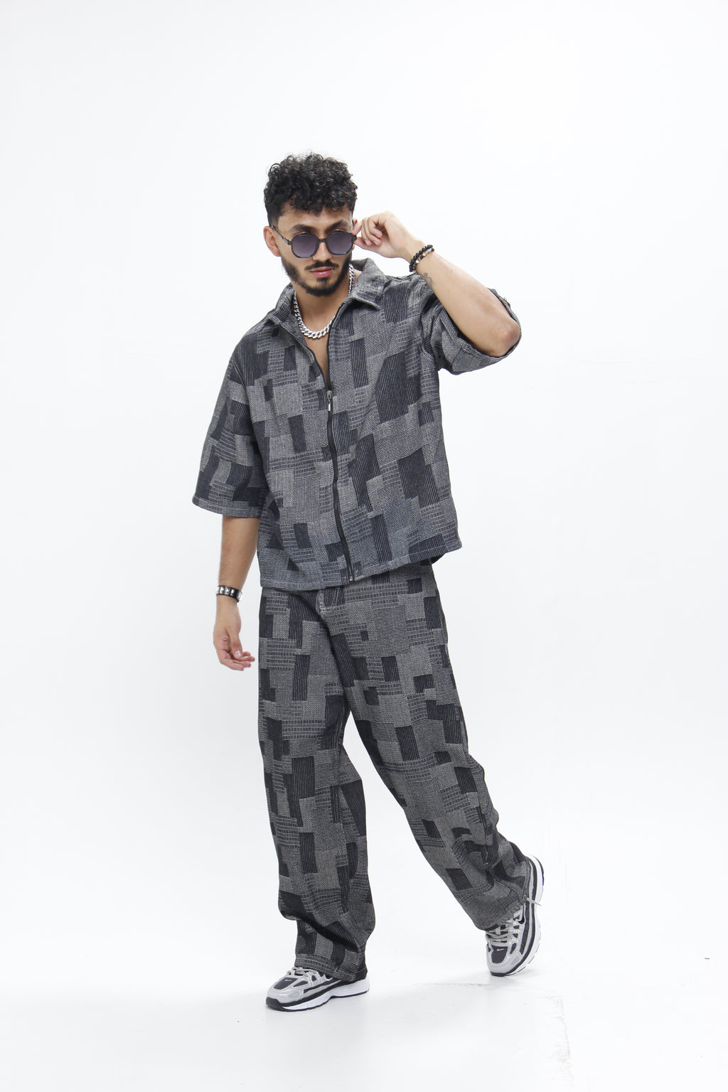 Camisa Jackard "Grey Patchwork"