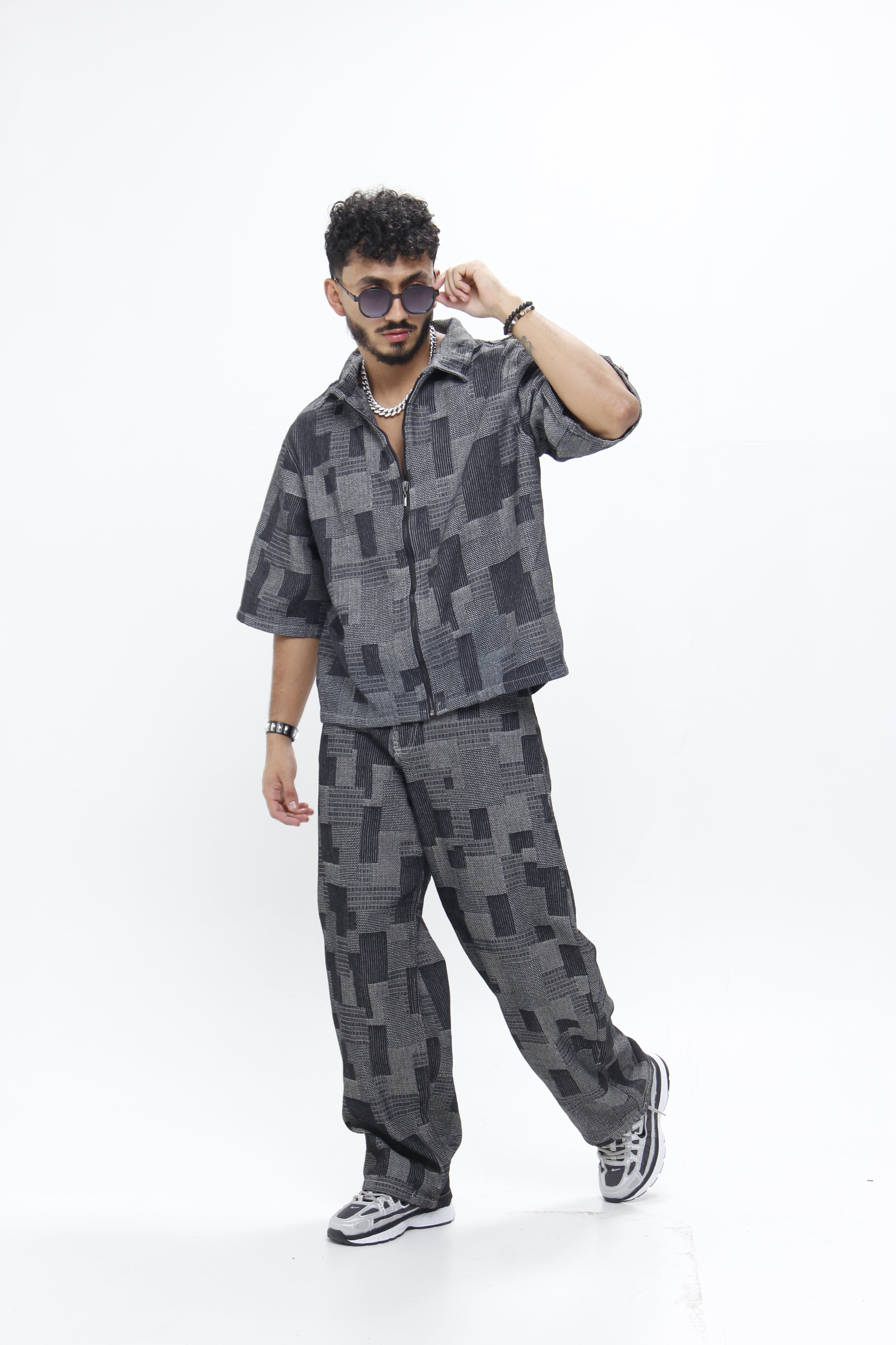 Camisa Jackard "Grey Patchwork"