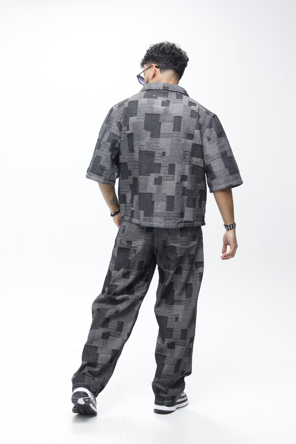 Pantalón Jackard Gris geométrico