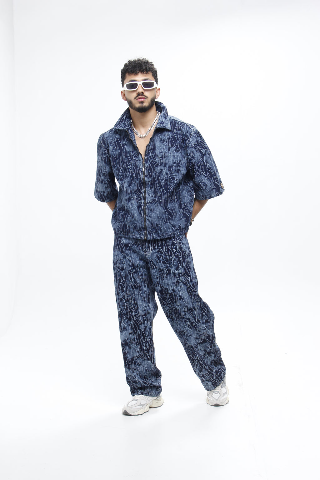 Pantalón jackard Azul "Lightning Wash"