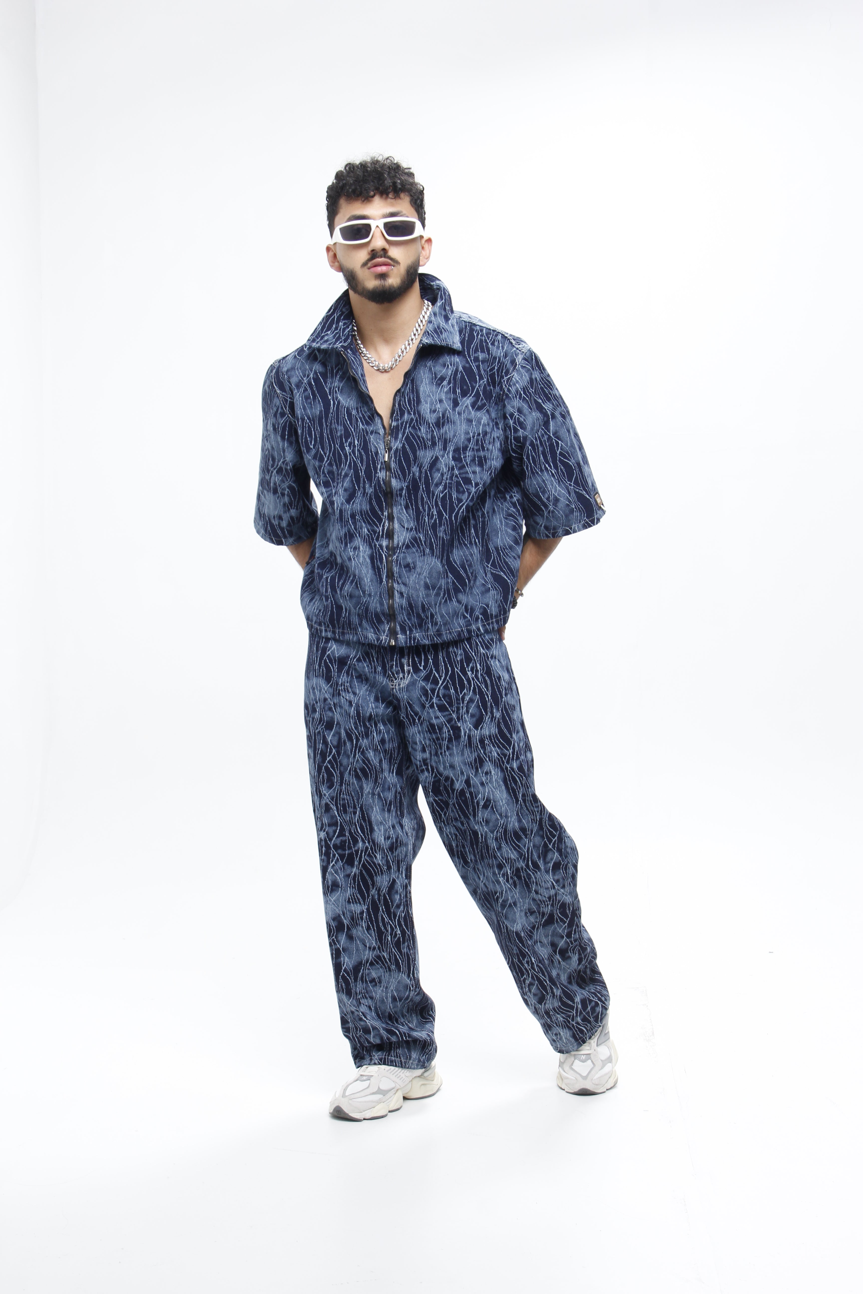 Pantalón jackard Azul "Lightning Wash"