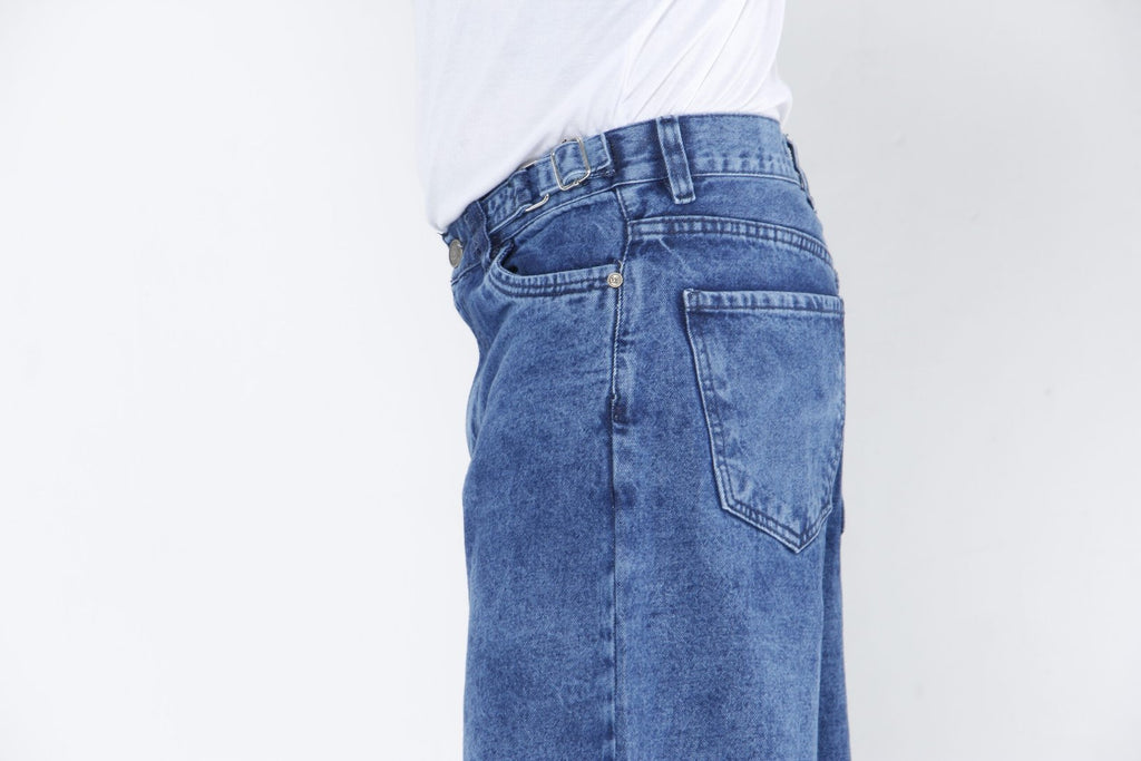 Jeans Baggy Fit Azul Medio - (Side Adjusters)  Lavado Acid Wash