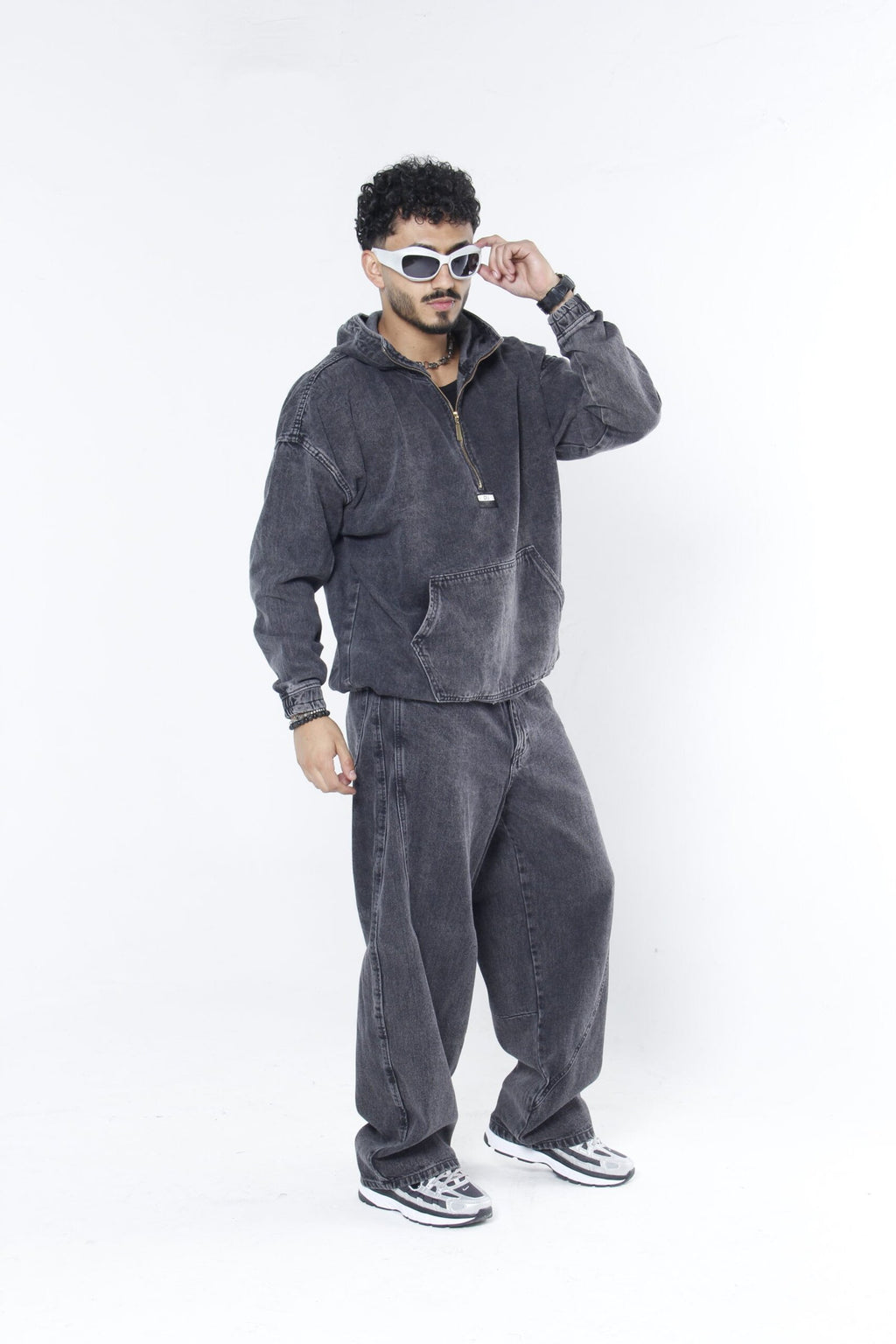 Jeans Hombre Extreme Baggy (Wide Leg) - Negro Lavado Estilo Skate 90s