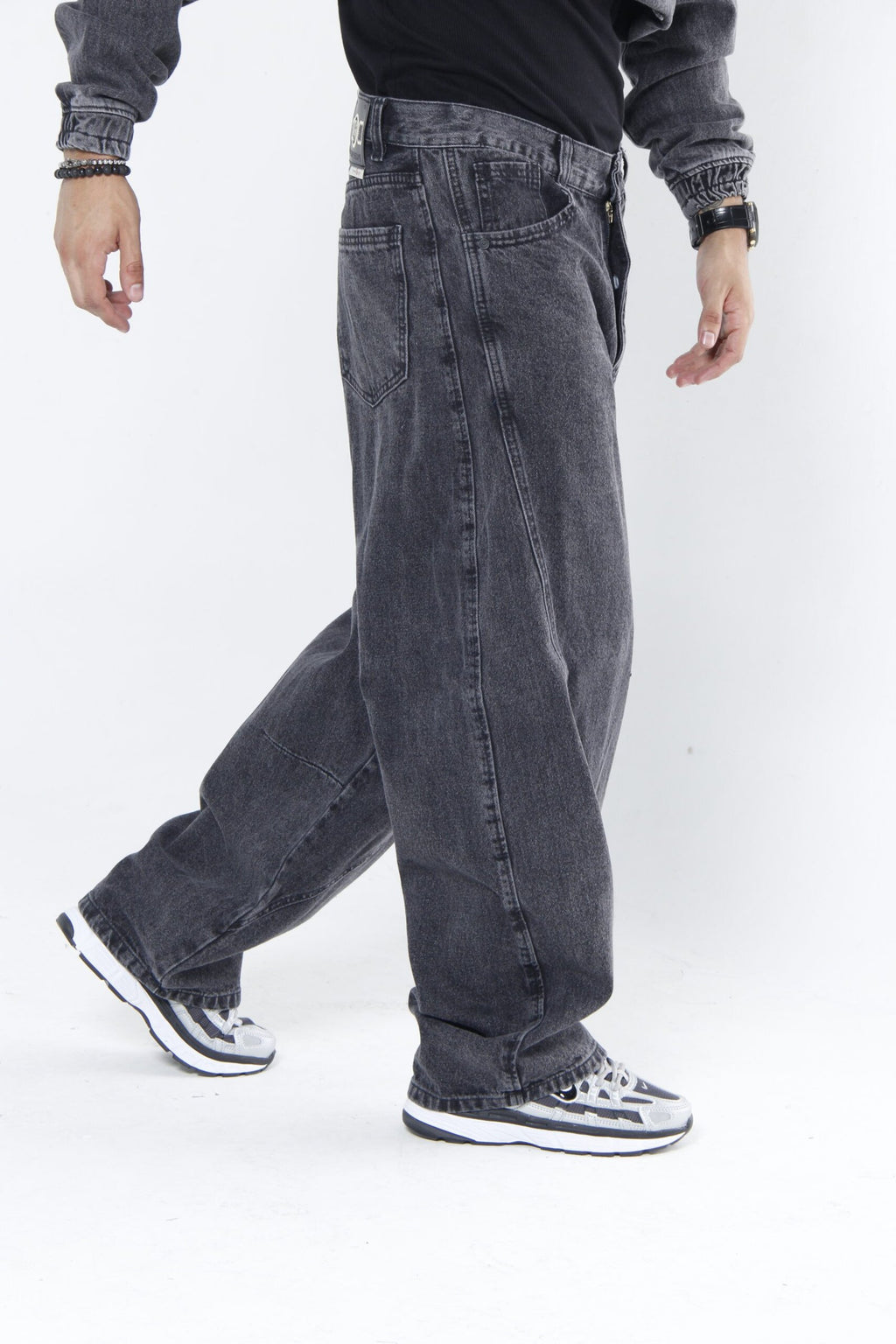 Jeans Hombre Extreme Baggy (Wide Leg) - Negro Lavado Estilo Skate 90s