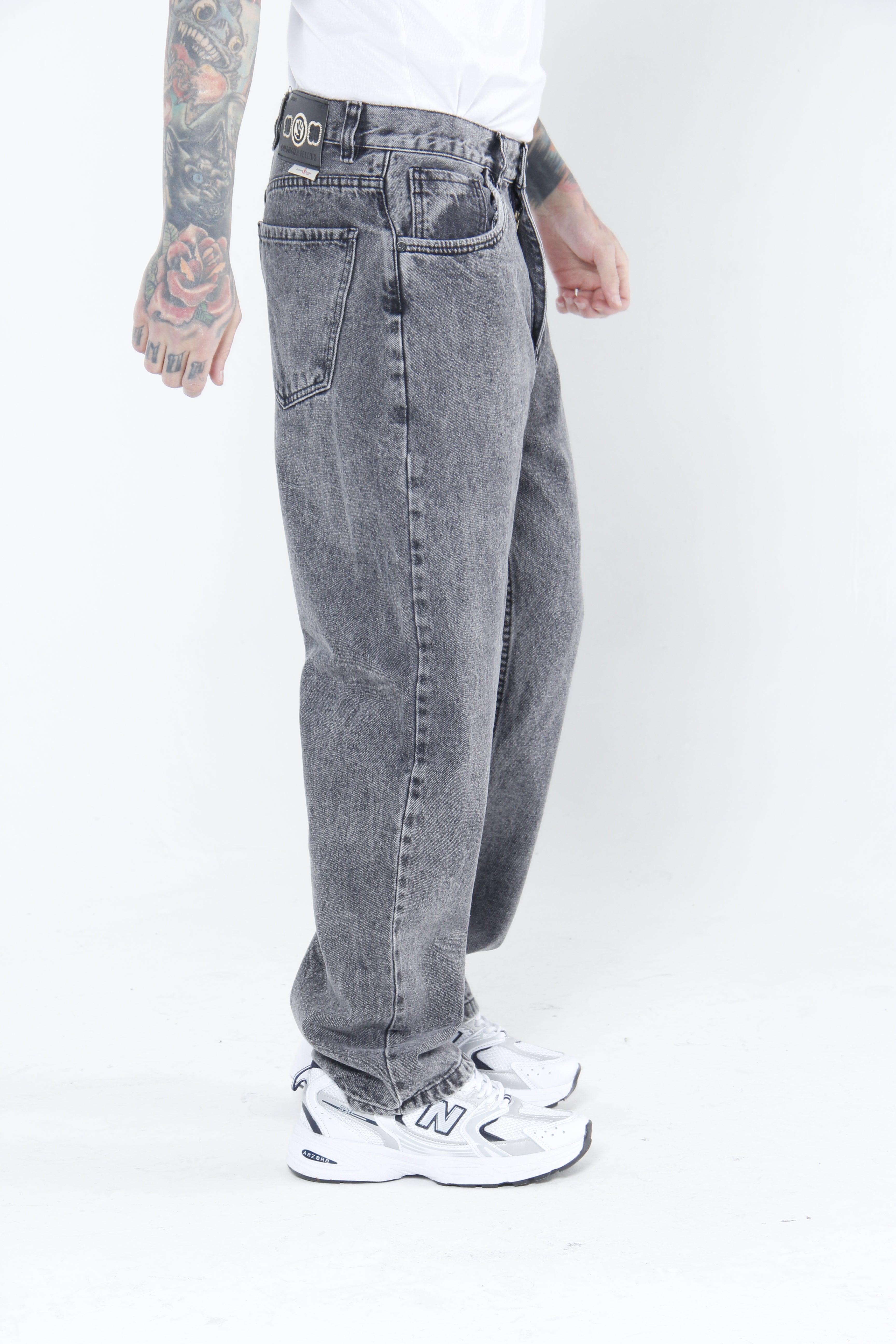Jean Baggy Negro para Hombre - Pantalón Denim Gris Oscuro Estilo Streetwear
