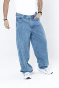 Jeans Baggy Wide Leg Azul Medio - Cintura Ajustable (Side Adjusters)