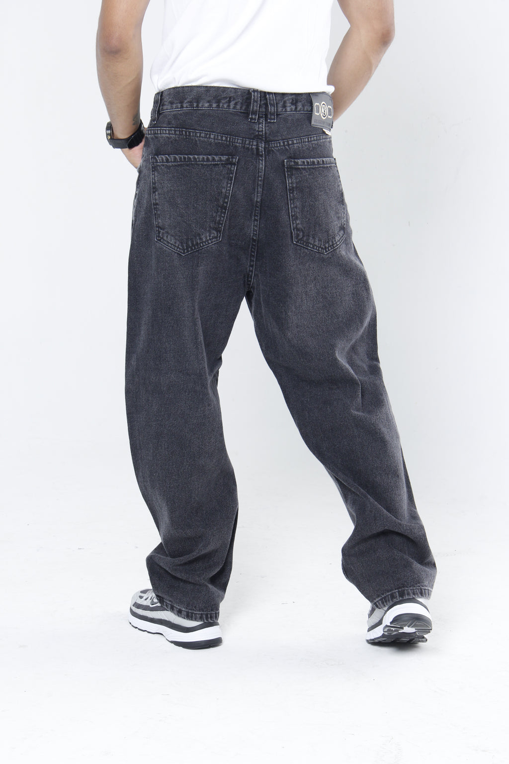Jean Baggy Negro para Hombre - Pantalón Denim Gris Oscuro Estilo Streetwear