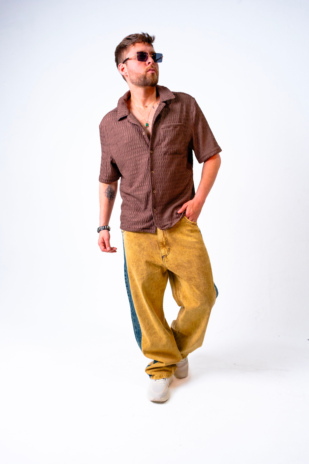 Jeans Baggy Bi-tono para Hombre - Pantalón Denim Ancho Streetwear