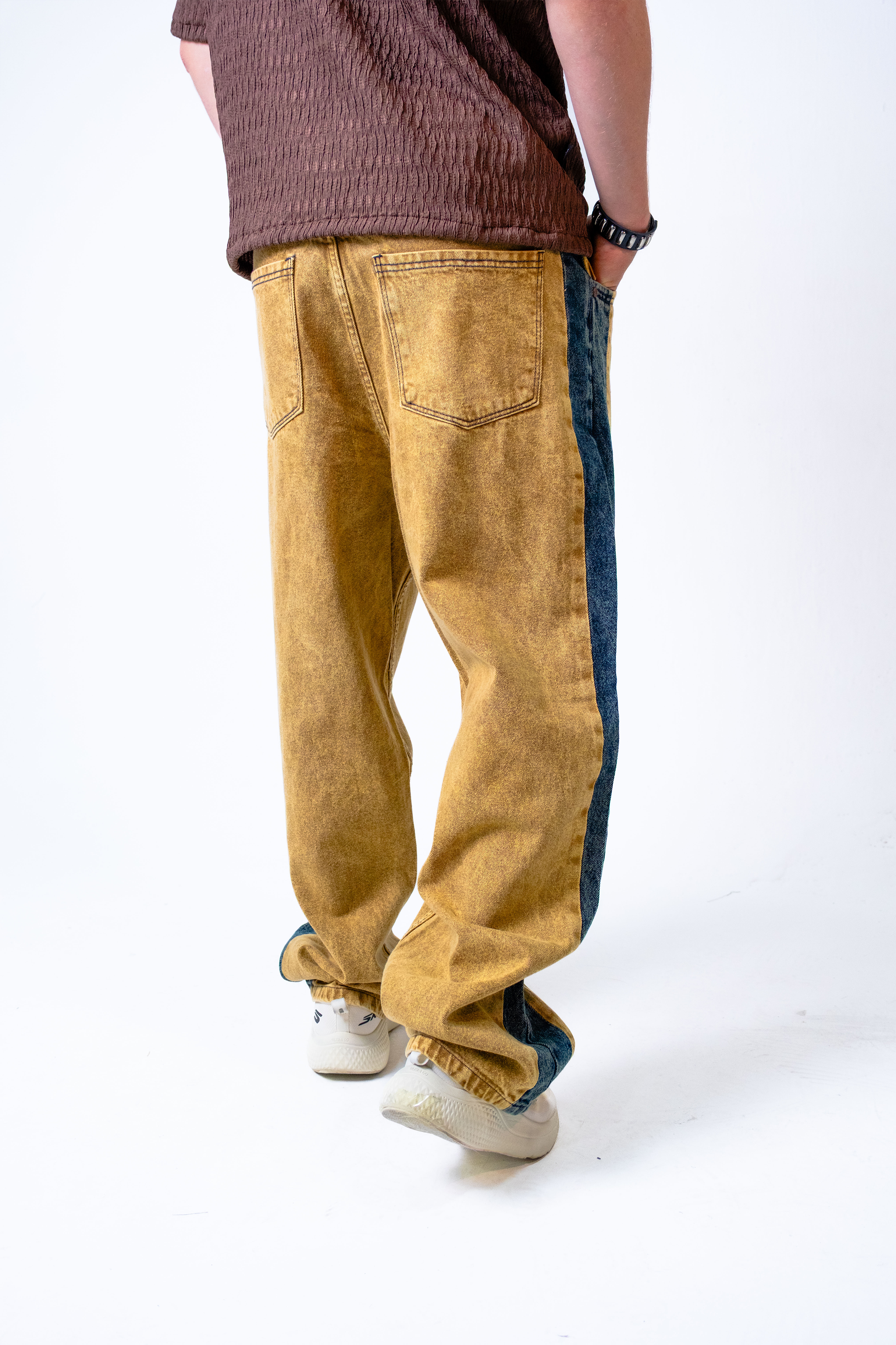 Jeans Baggy Bi-tono para Hombre - Pantalón Denim Ancho Streetwear