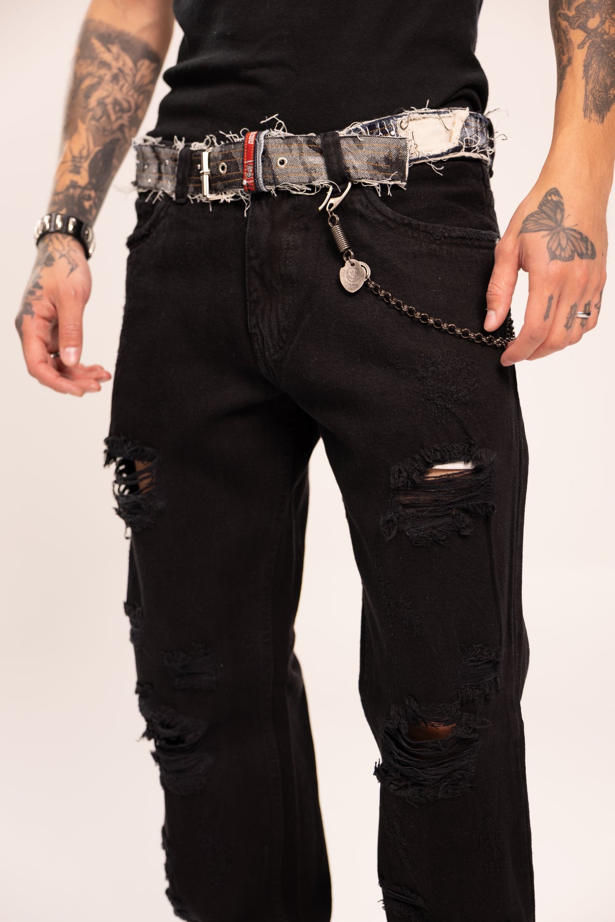 Jean Distressed Ripped para Hombre - Pantalón Baggy con Rotos Grunge Estilo Punk Streetwear