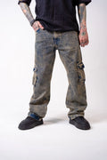Pantalón Cargo Denim Lavado Acid Rust