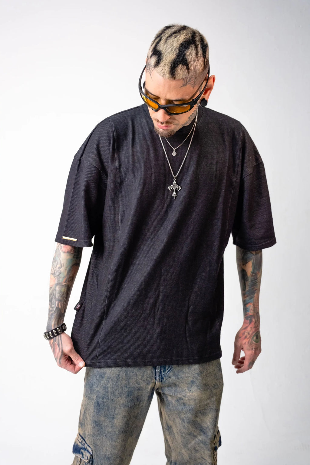 Camiseta Oversize Negra Texturizada
