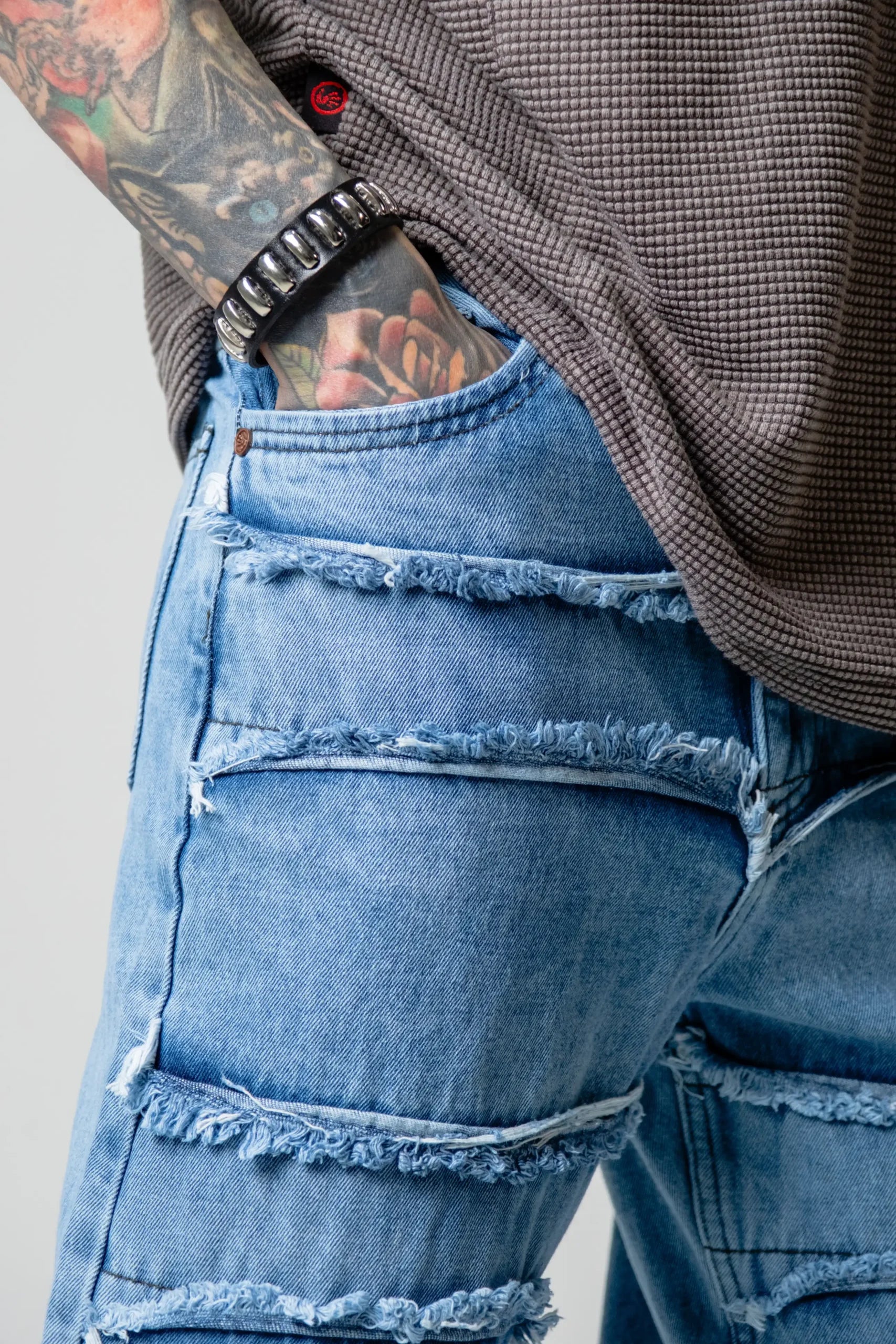 Jean Ripped Layers stone claro