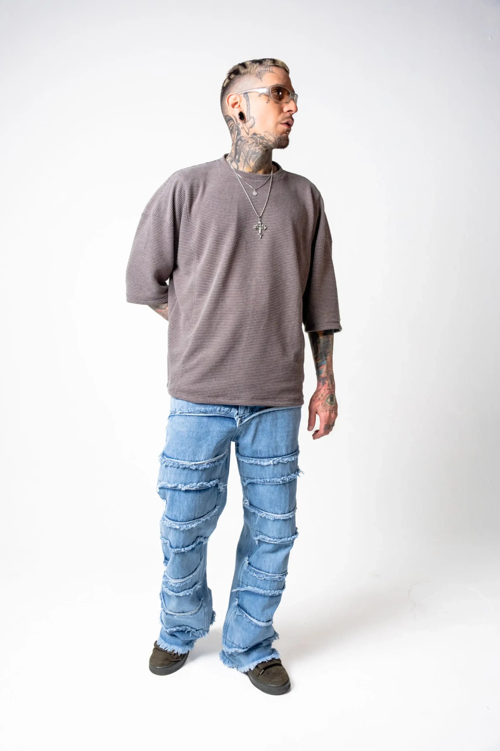 Jean Ripped Layers stone claro