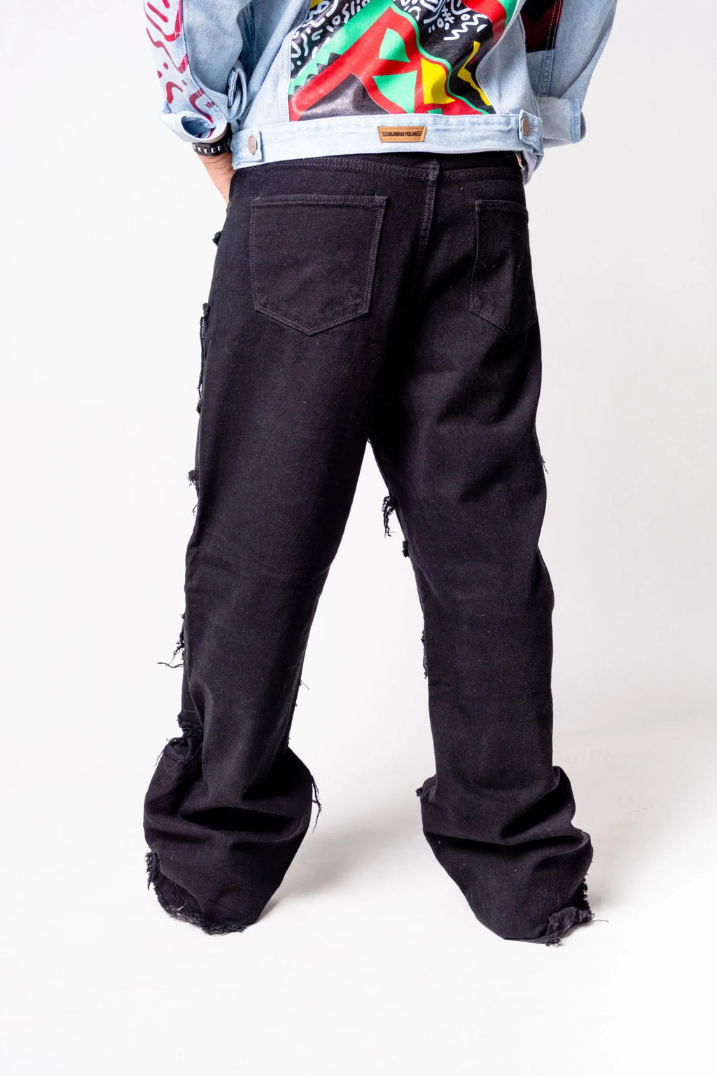 Jean Ripped Layers Negro