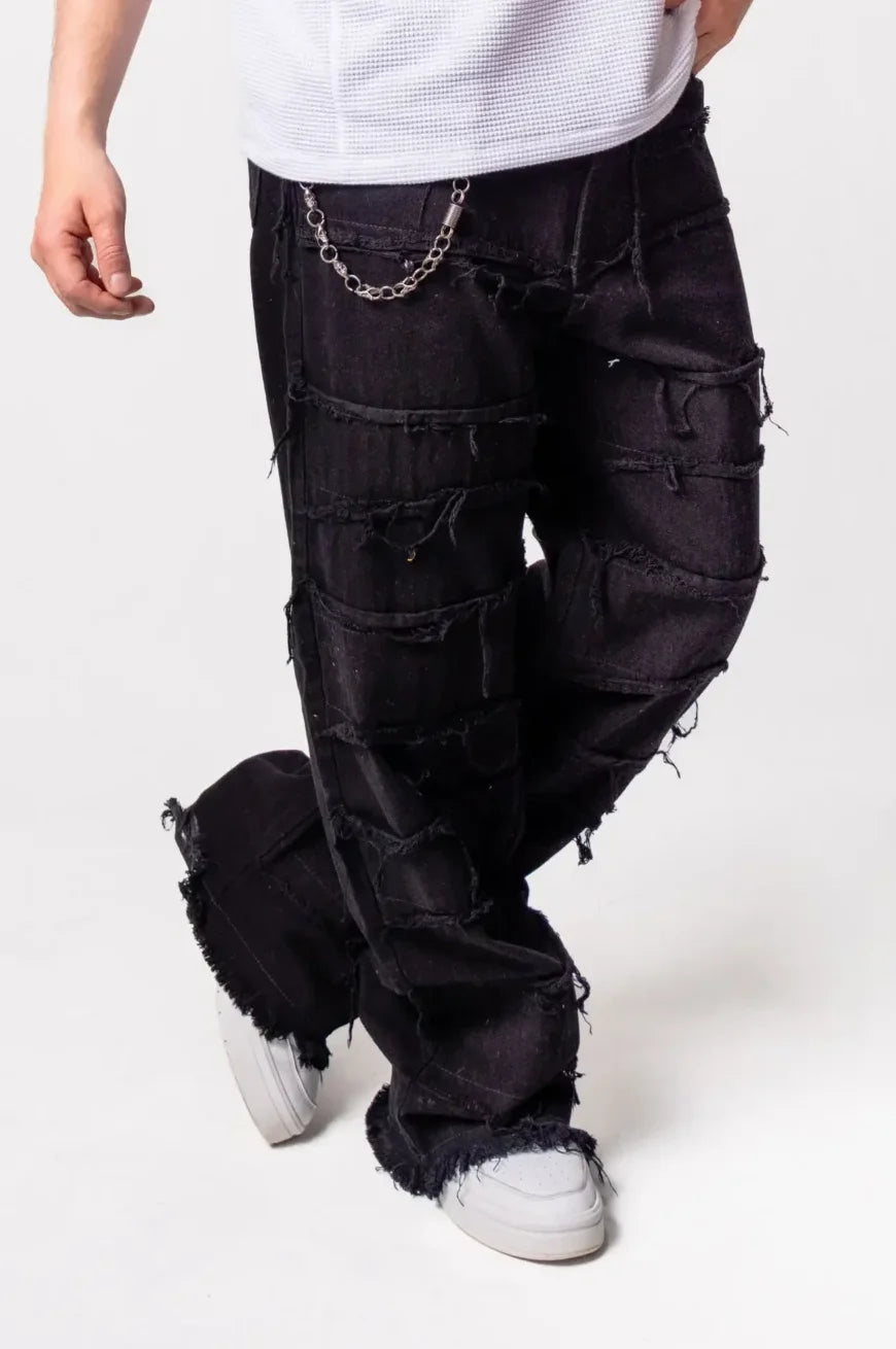 Jean Ripped Layers Negro