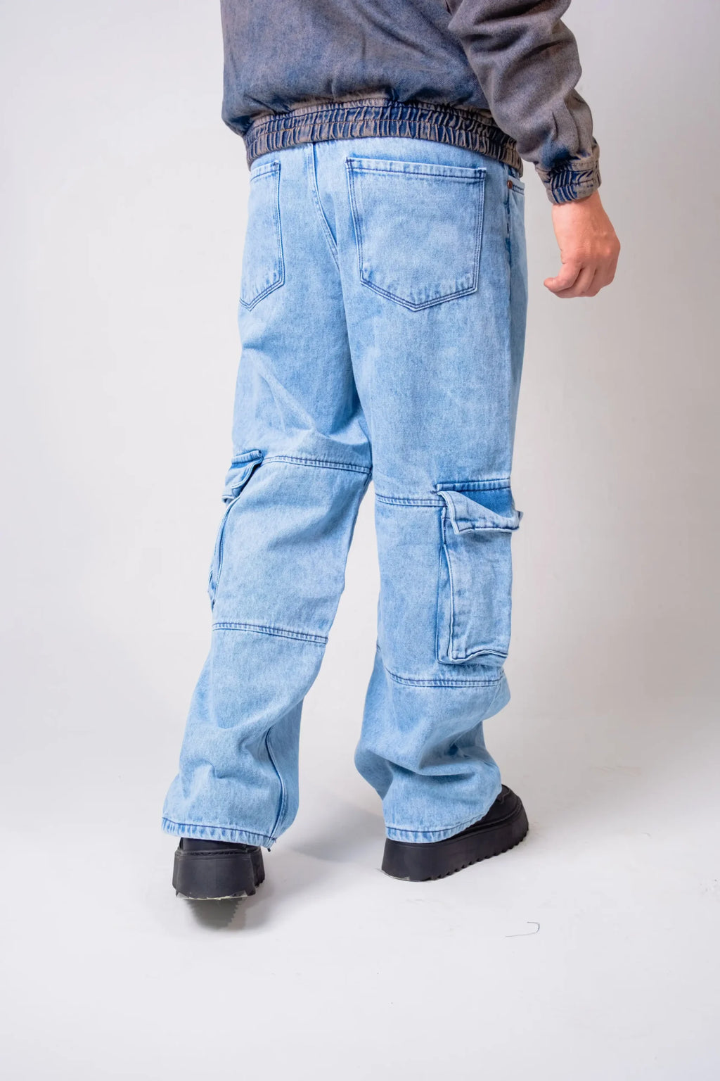 Pantalón Cargo Denim Azul claro Lavado