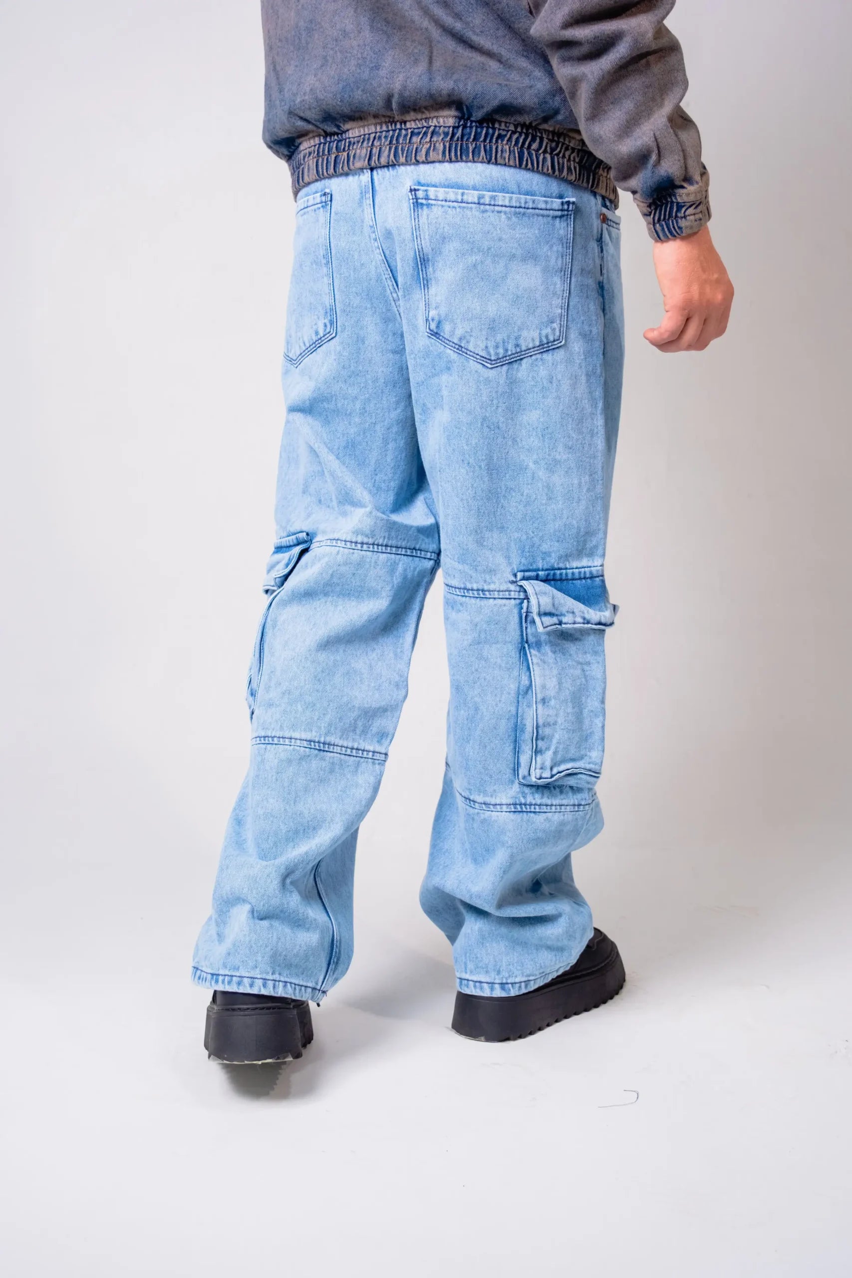 Pantalón Cargo Denim Azul claro Lavado