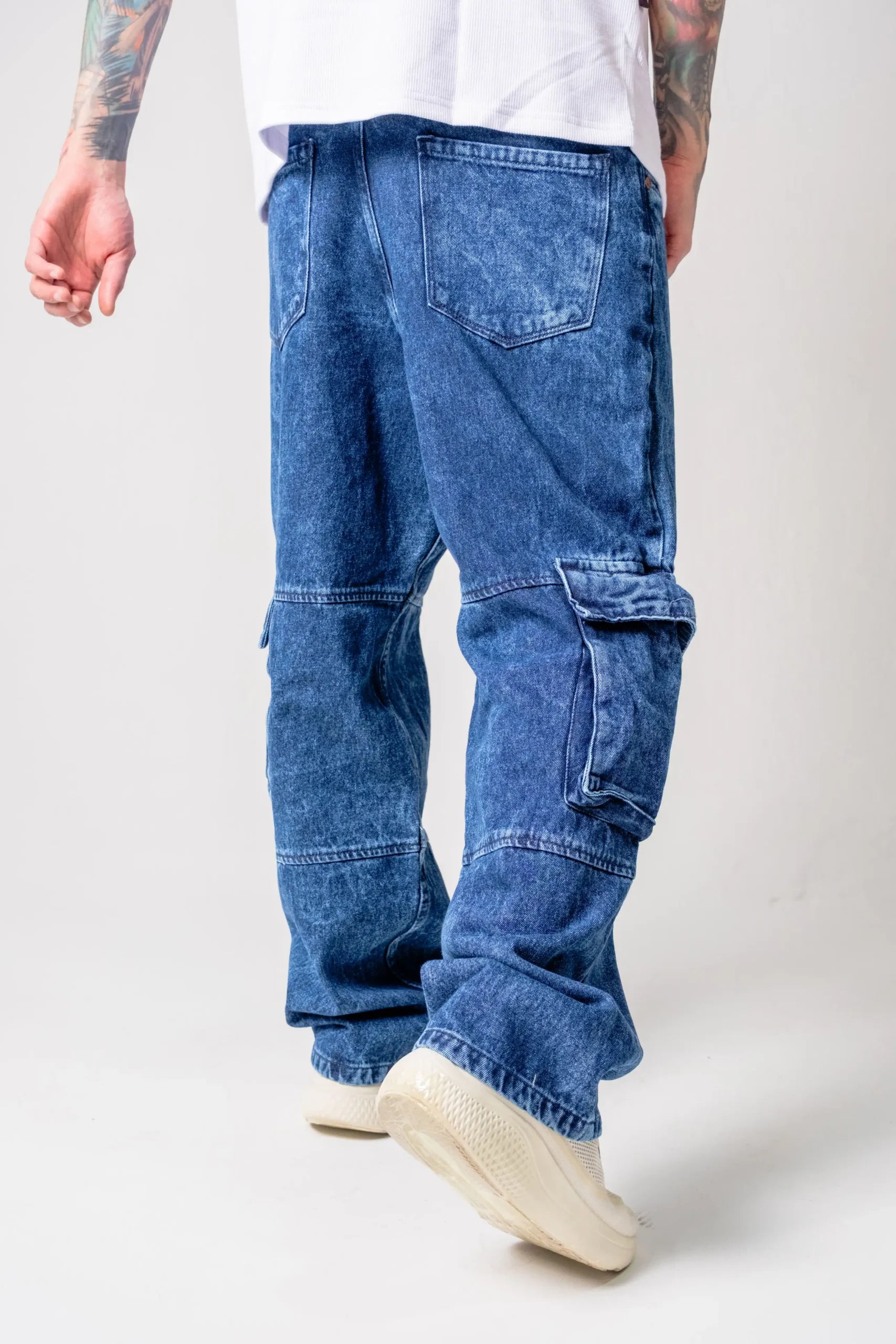 Pantalón Cargo Denim Azul stone Lavado